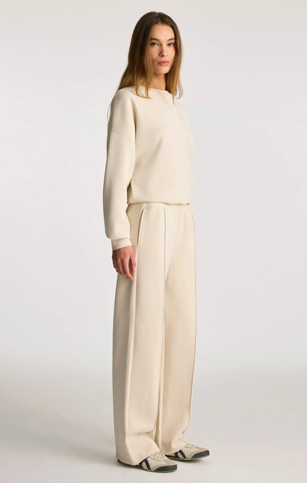 SPORTY LUXE TENCEL PANTS IN BONE WHITE - Mavi Jeans