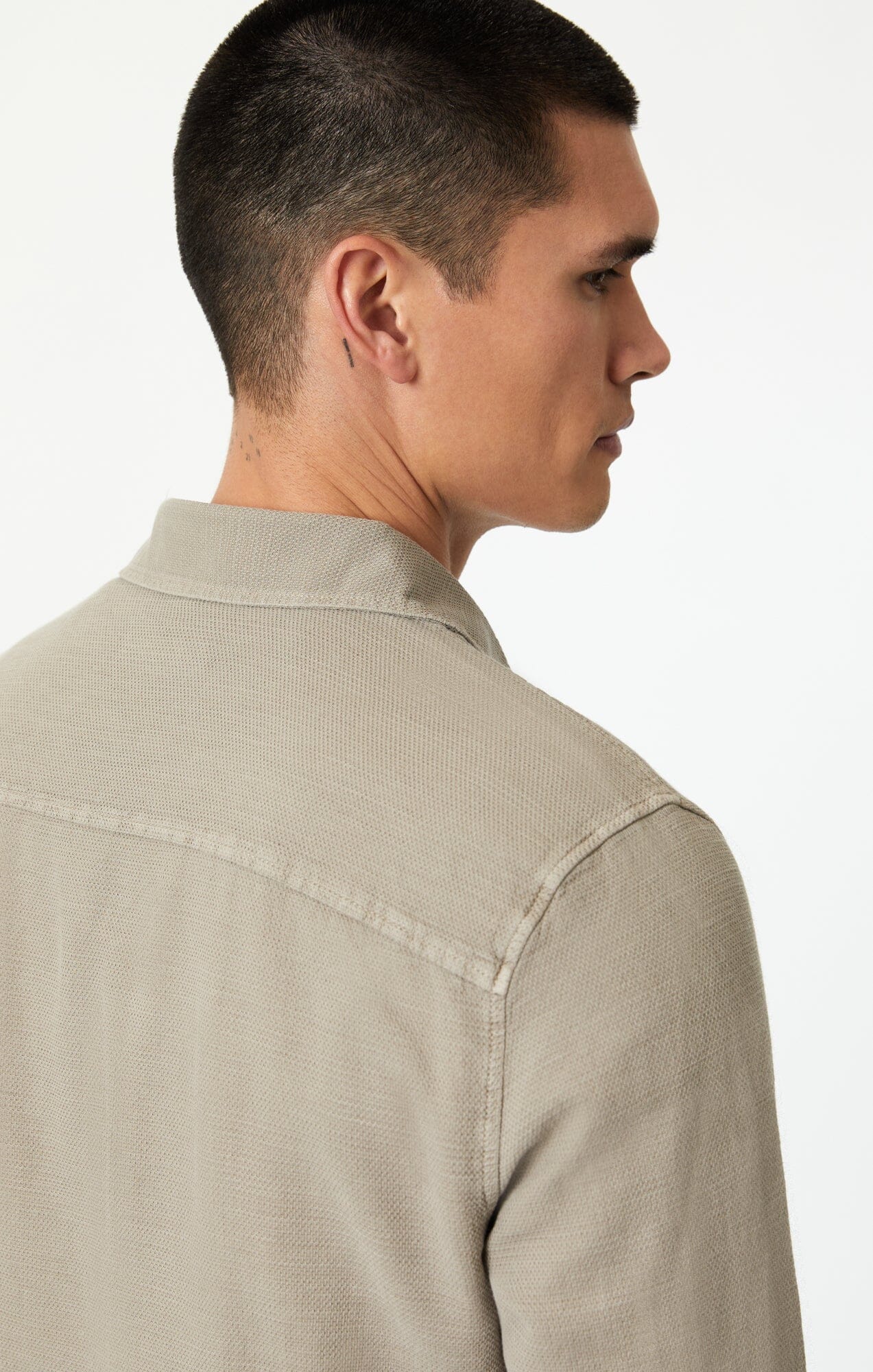 Mavi Men's Button Up-Long Sleeve Shirt In Vintage Khaki