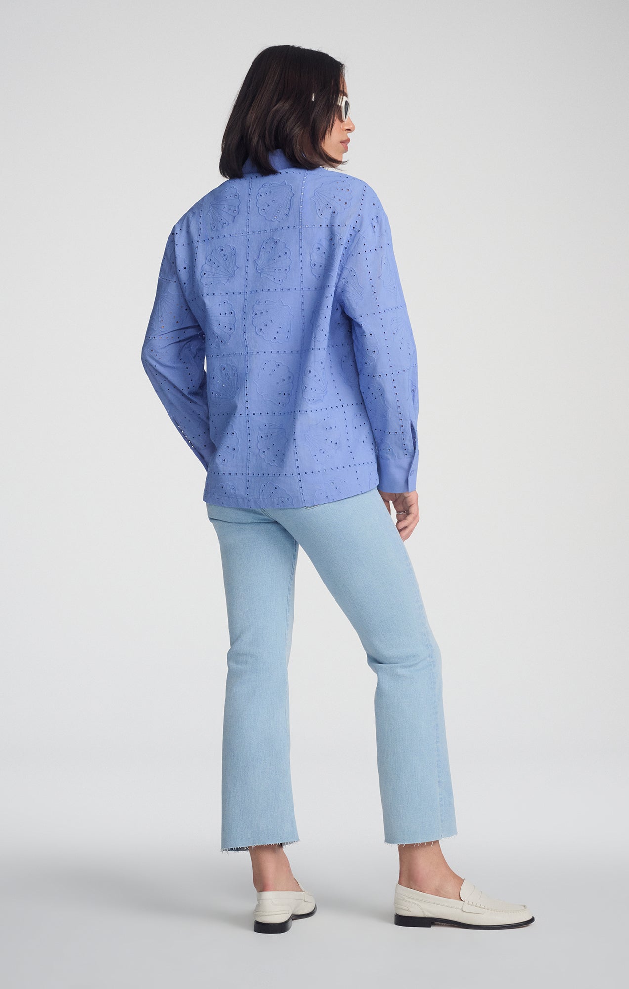 EYELET BUTTON-UP SHIRT IN PERSIAN JEWEL - Mavi Jeans