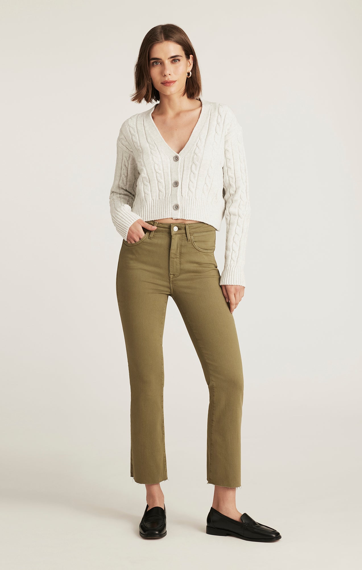 ANIKA CROPPED FLARE IN OLIVE FLEX BLUE - Mavi Jeans