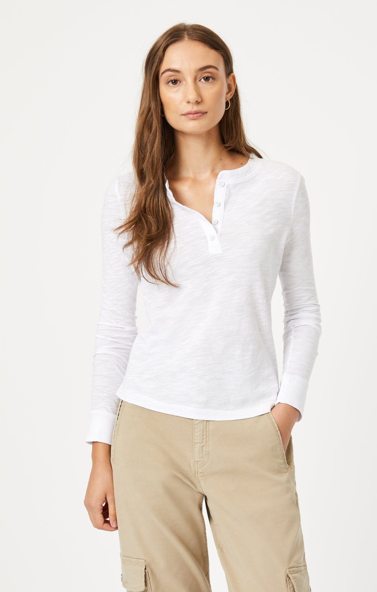 HENLEY T-SHIRT IN WHITE - Mavi Jeans