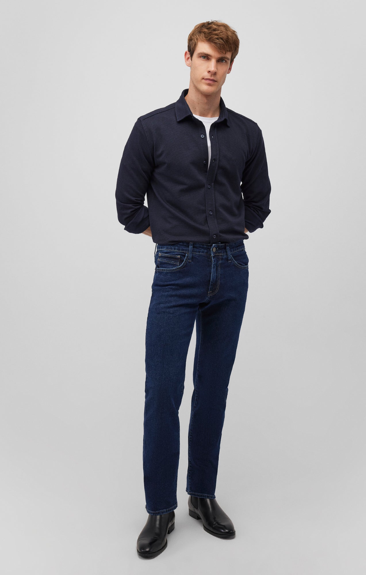 LONG SLEEVE BUTTON-UP SHIRT IN TOTAL ECLIPSE - Mavi Jeans