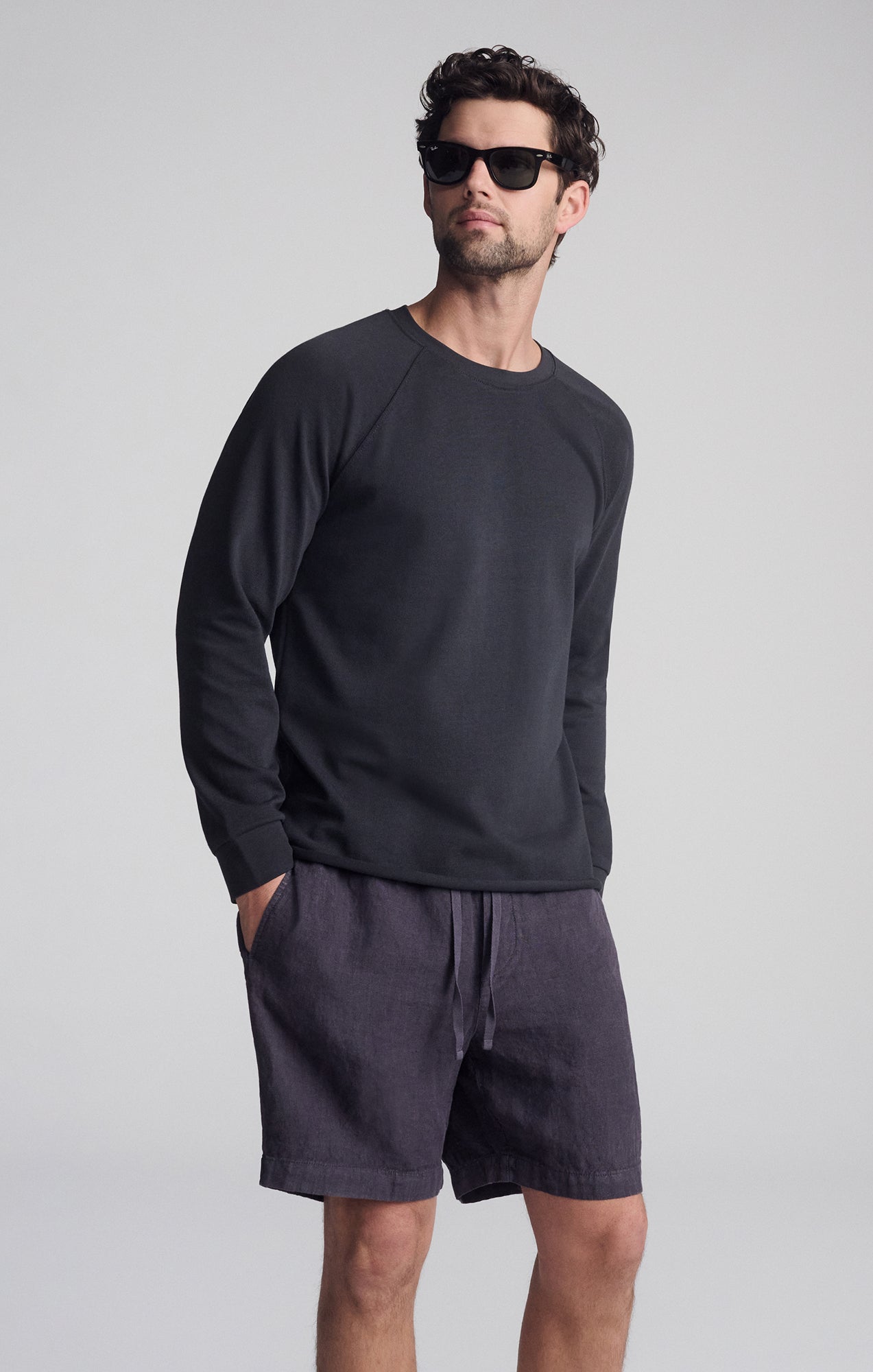 JERSEY LONG SLEEVE T-SHIRT IN PIRATE BLACK - Mavi Jeans