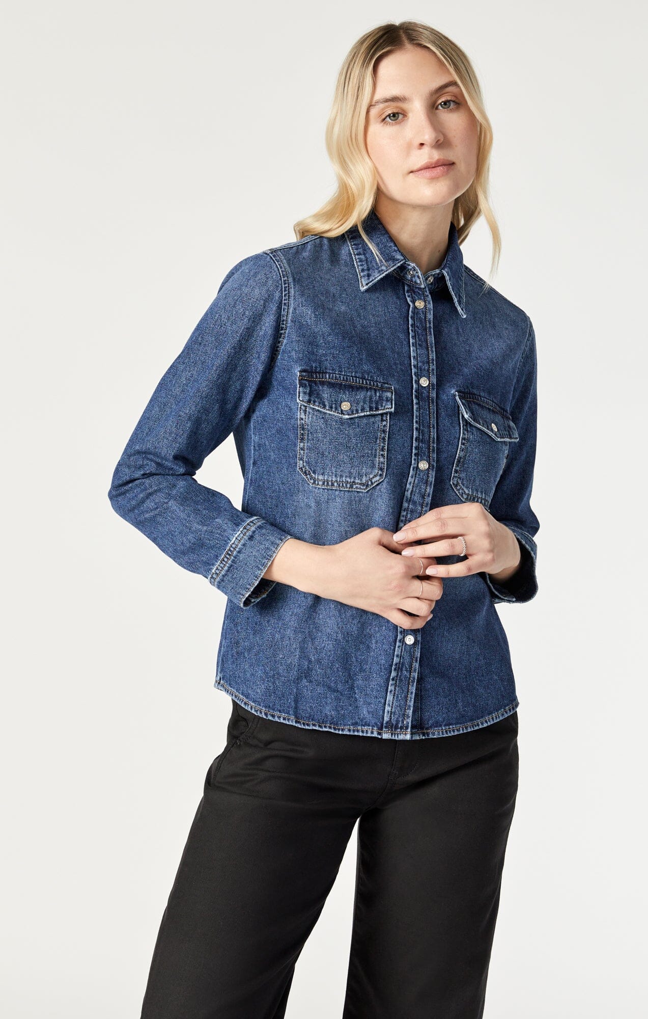 LEVIN SEMI-FITTED DENIM SHIRT IN DARK BLUE DENIM - Mavi Jeans