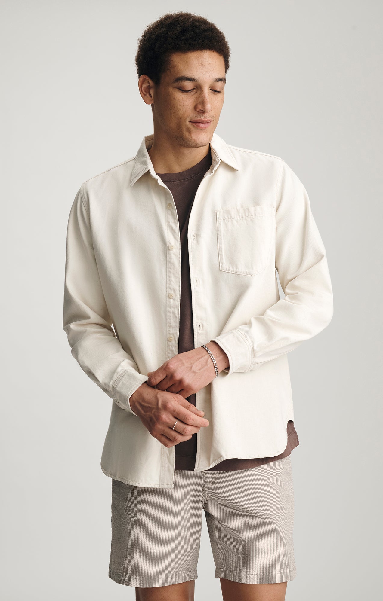 BILL DENIM SHIRT IN ECRU LINEN DENIM - Mavi Jeans