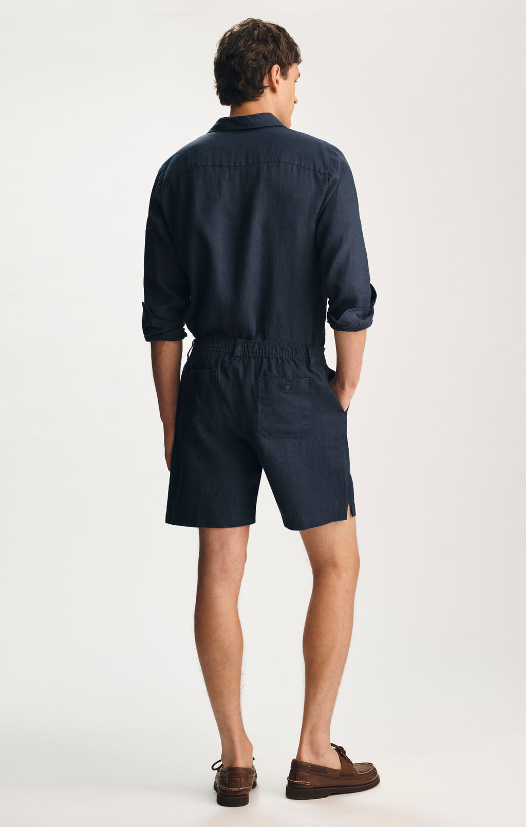 LINEN 7" INSEAM SHORTS IN BLACK IRIS - Mavi Jeans