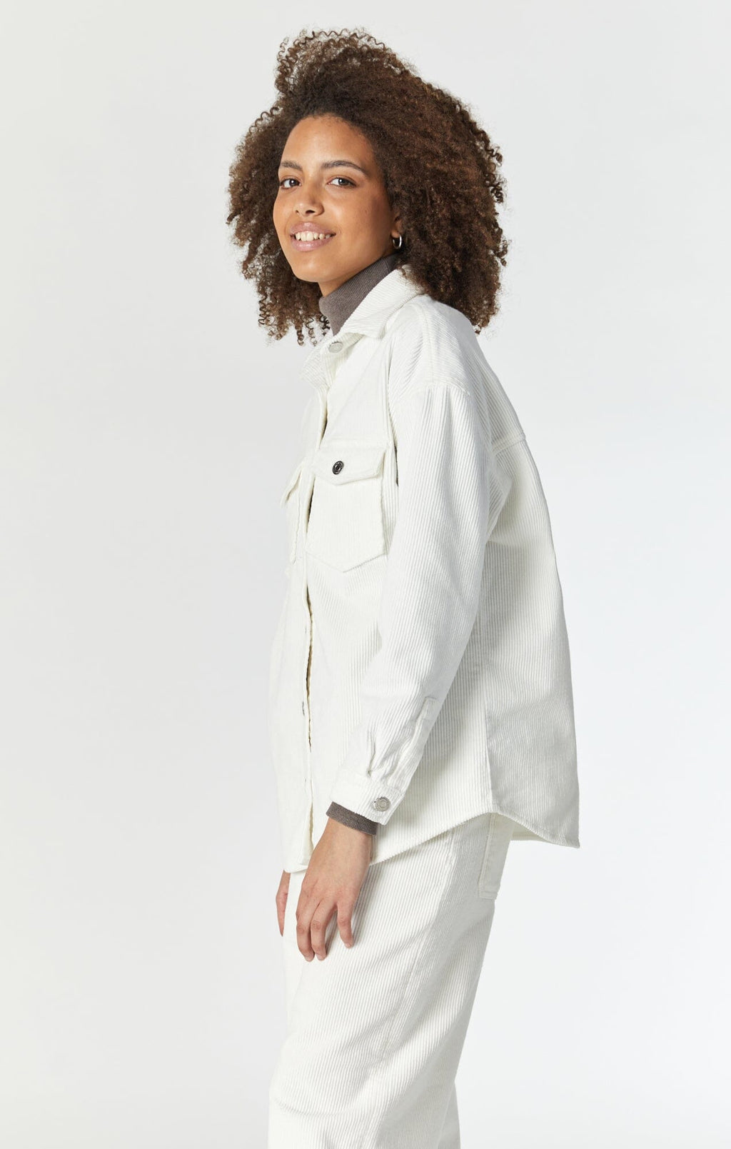 LIVIA OVERSIZED DENIM SHIRT IN OFF-WHITE CORD - Mavi Jeans