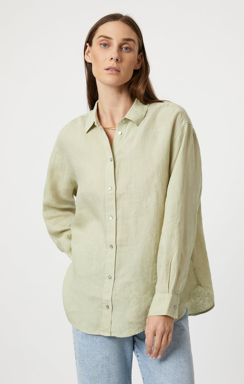 LINEN BUTTON-UP SHIRT IN LINT - Mavi Jeans
