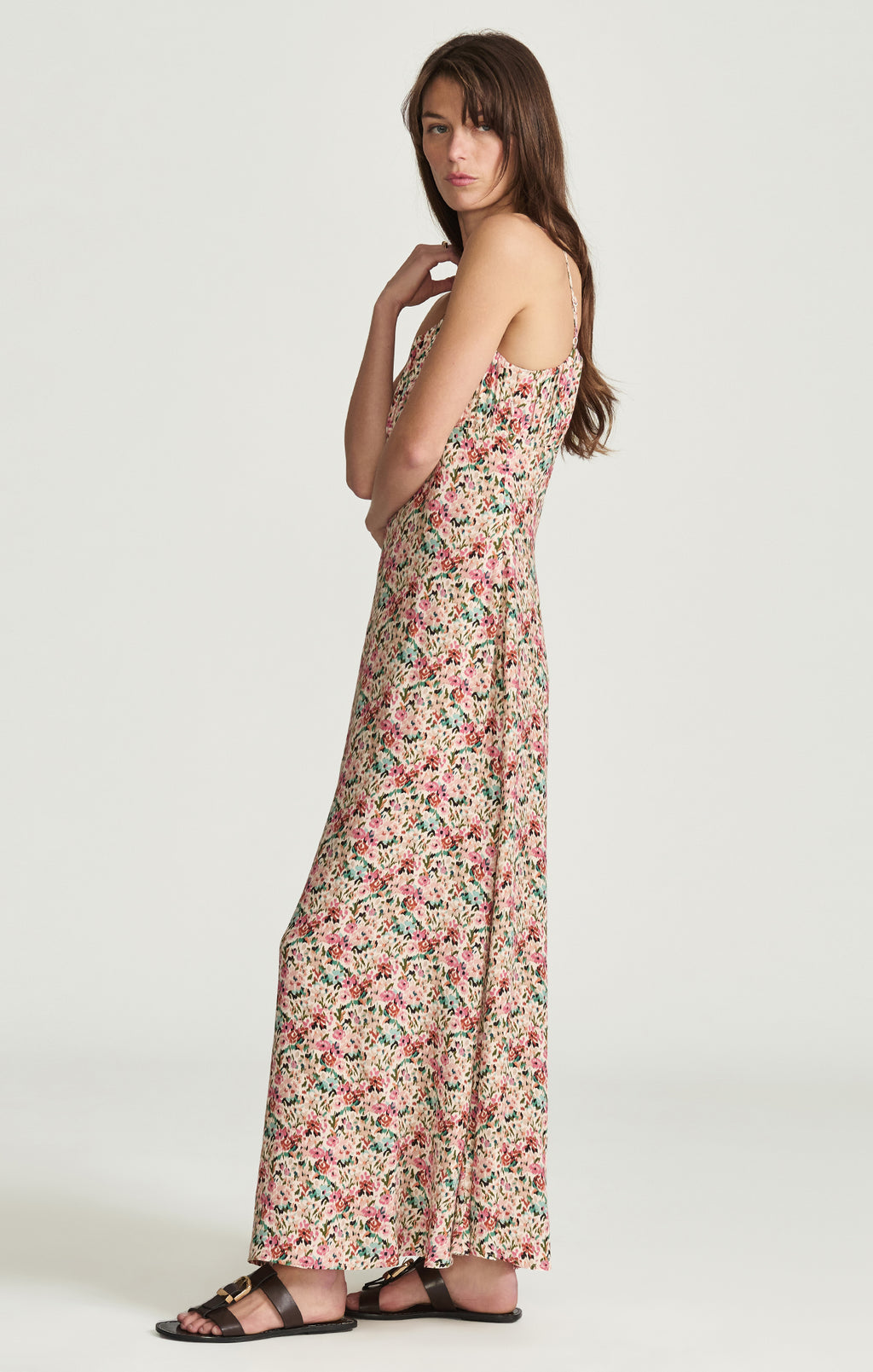 WOVEN RUCHED MAXI DRESS IN FLOWER PRINT - Mavi Jeans