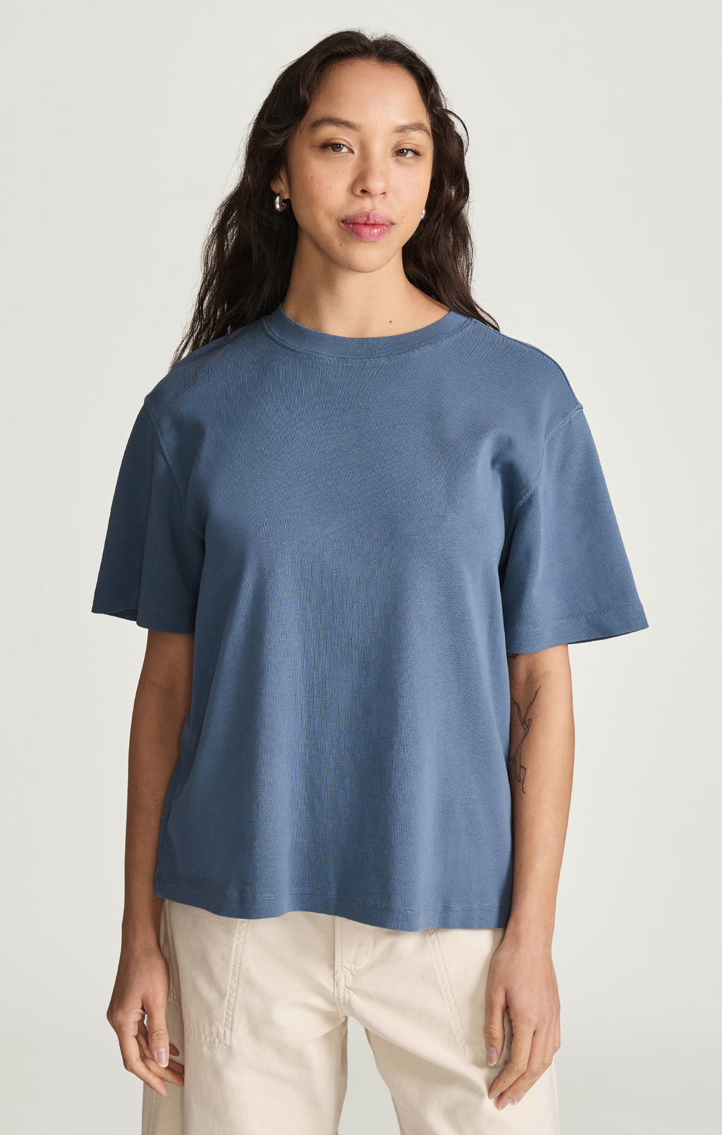 CREW NECK T-SHIRT IN BLUE INDIGO - Mavi Jeans