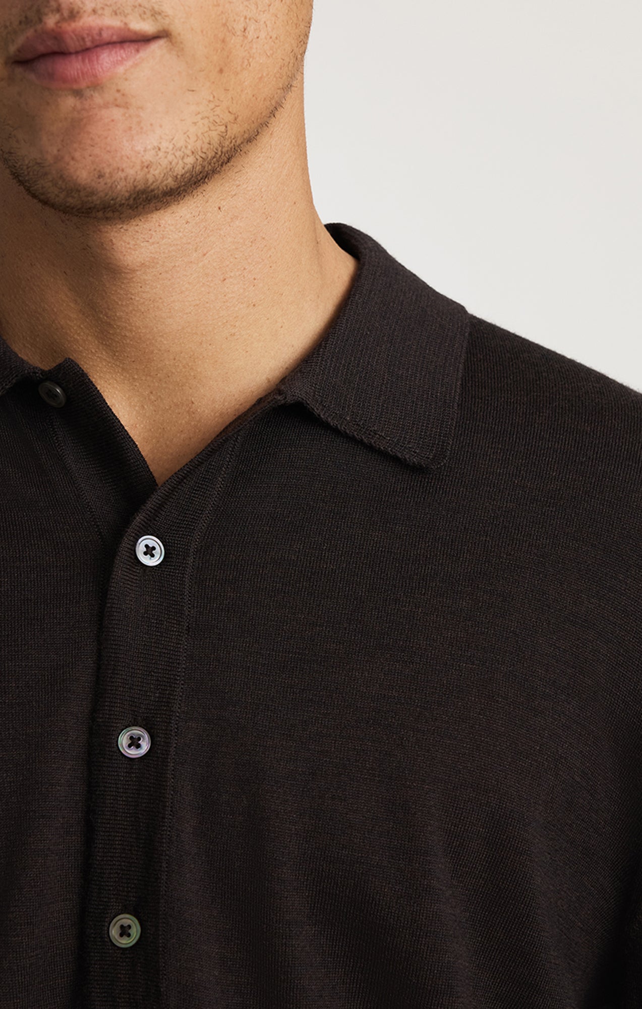EDITION WOOL POLO SWEATER IN MAJOR BROWN