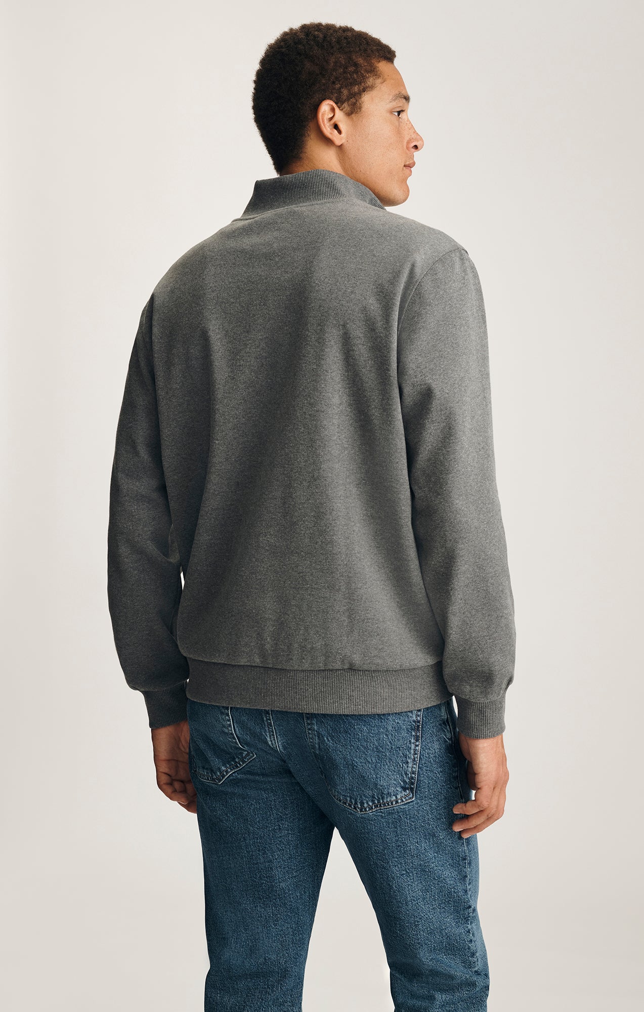HALF ZIP SWEATSHIRT IN GREY MELANGE