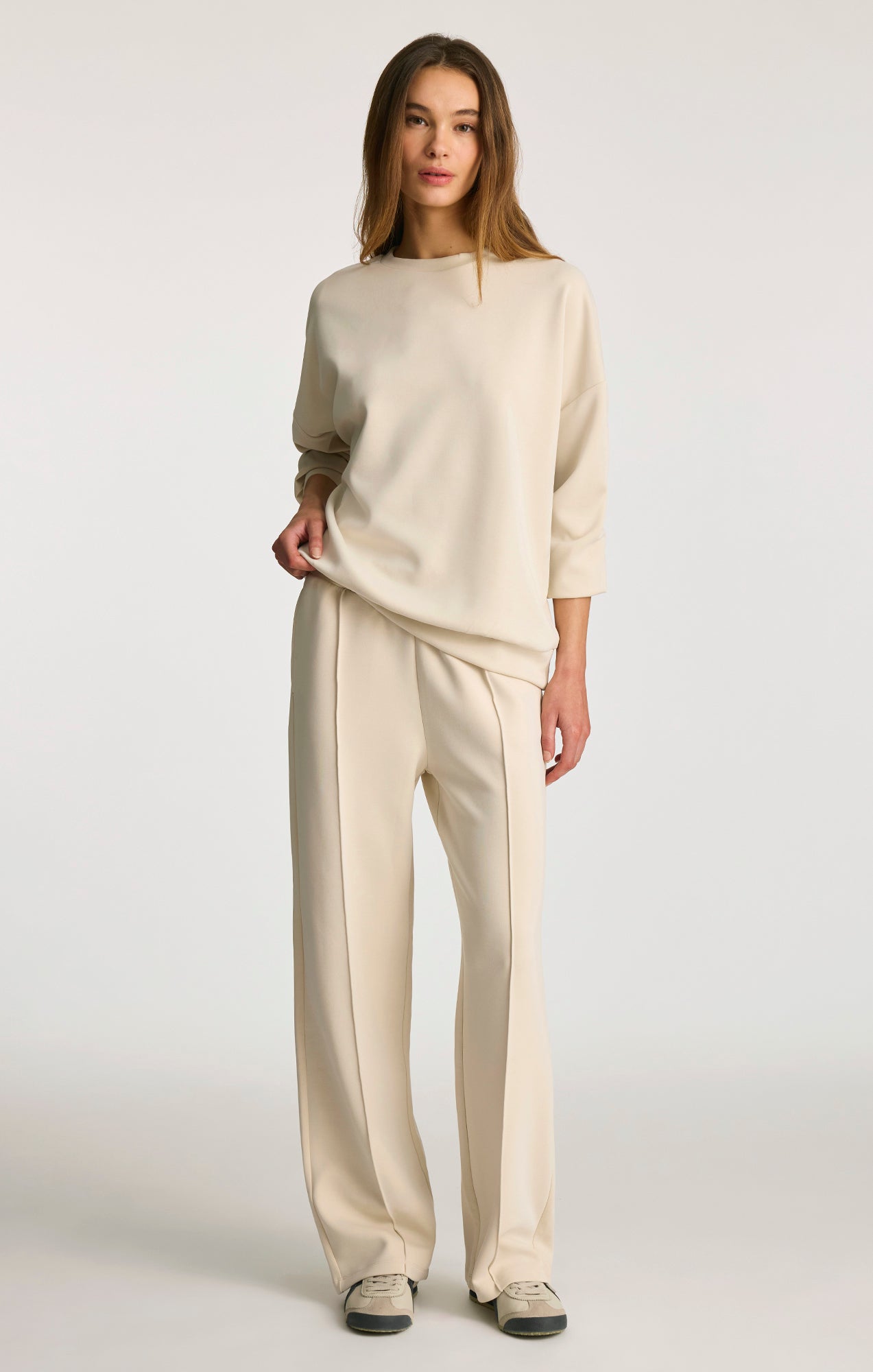 SPORTY LUXE TENCEL PANTS IN BONE WHITE - Mavi Jeans