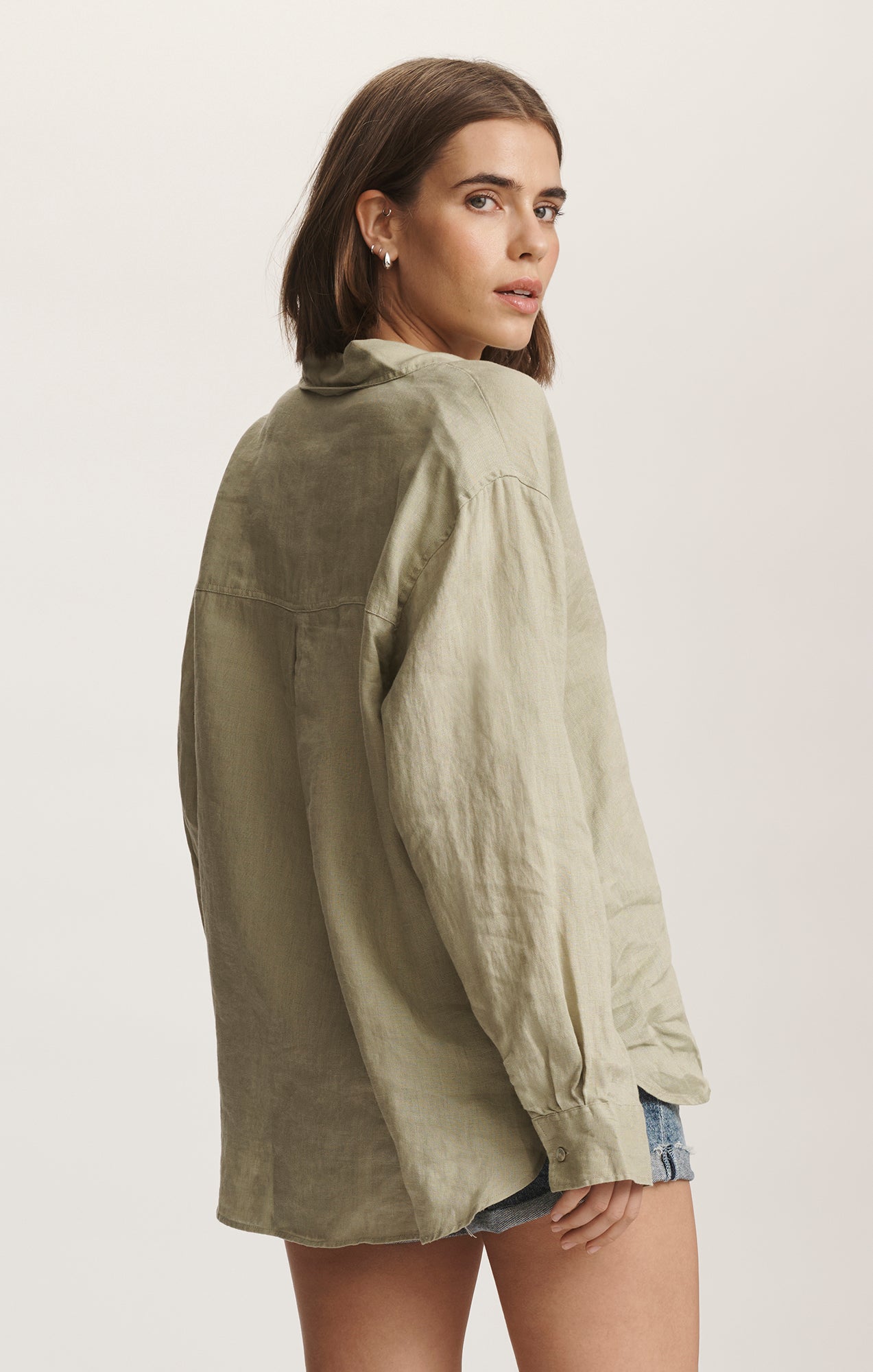 LINEN BUTTON-UP SHIRT IN ELM - Mavi Jeans