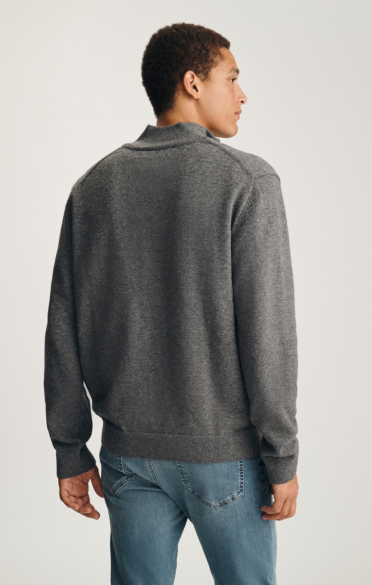 Mavi Men's Half Zip Sweater In Dark Grey Melange – Mavi Jeans