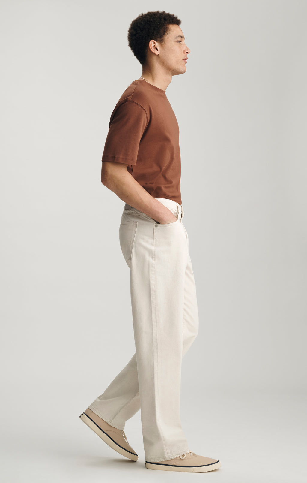 MARLON MODERN STRAIGHT LEG JEANS IN ECRU LINEN DENIM