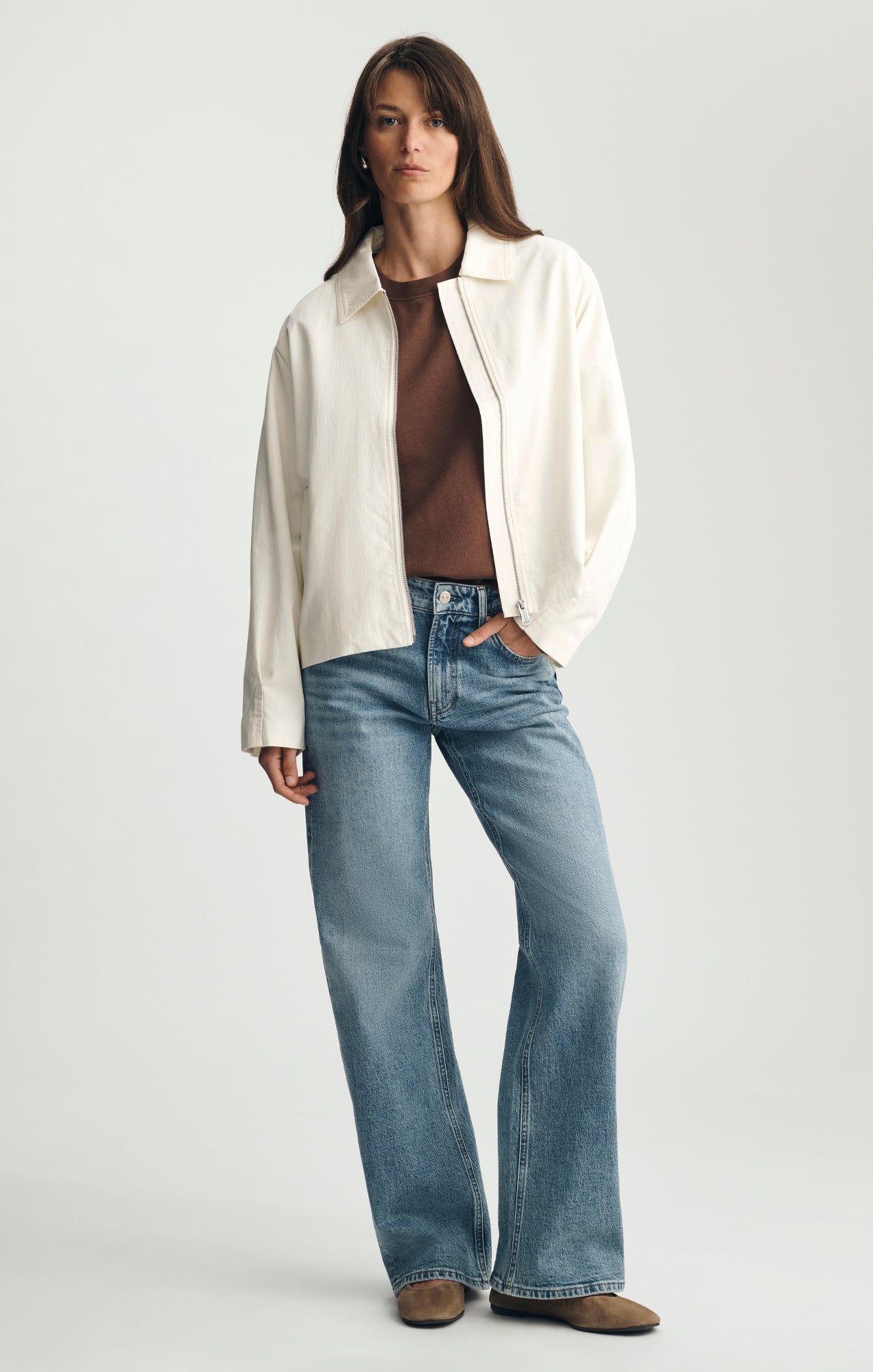 OVERSIZED ZIP JACKET IN VANILLA ICE - Mavi Jeans