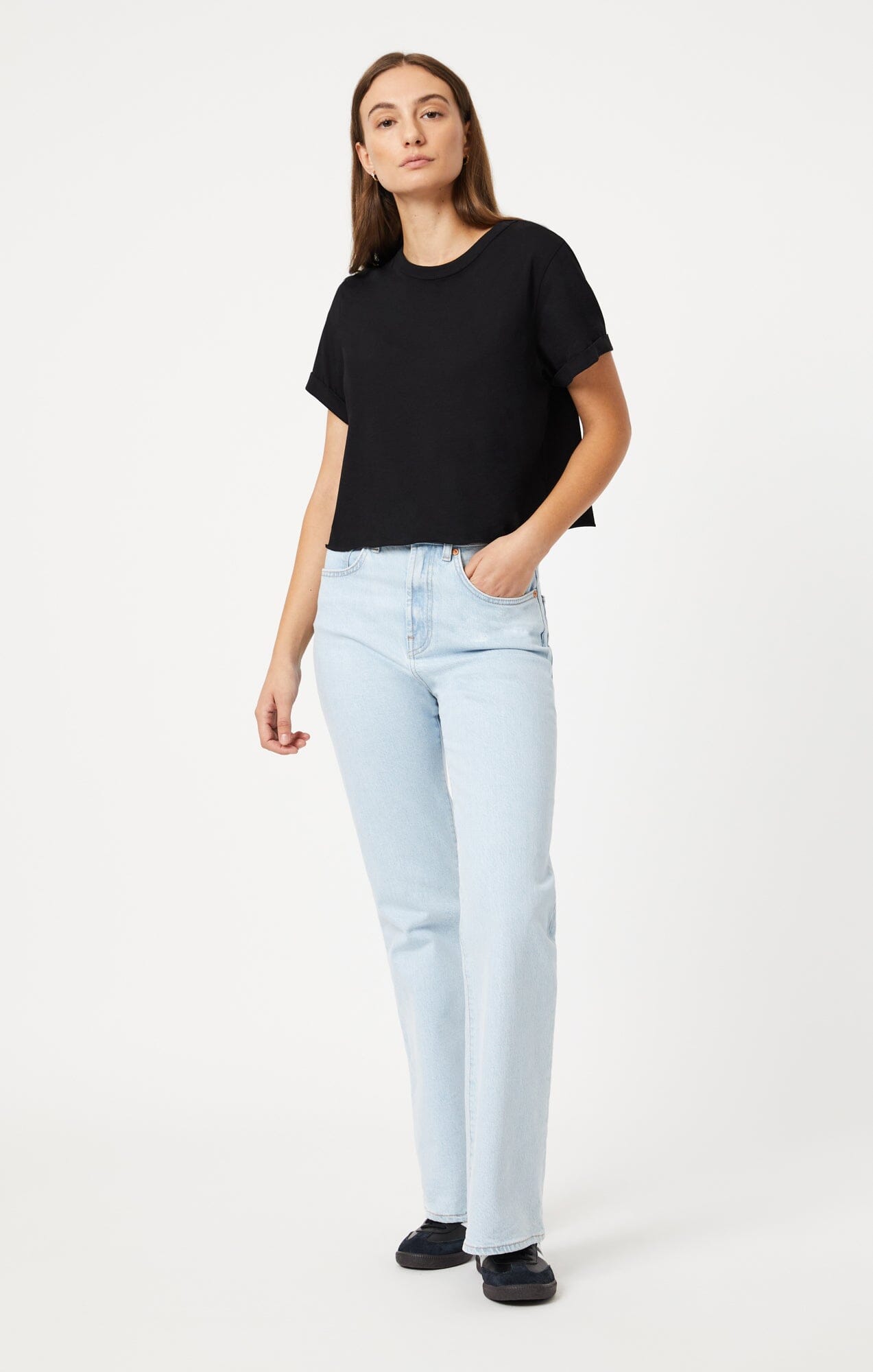 CROPPED T-SHIRT IN BLACK - Mavi Jeans