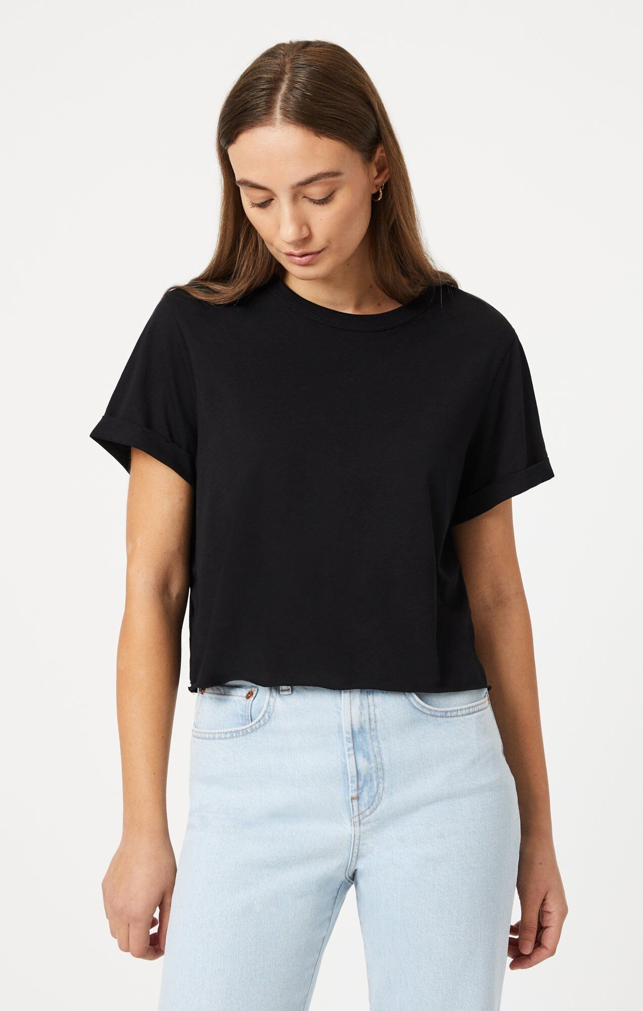 CROPPED T-SHIRT IN BLACK - Mavi Jeans