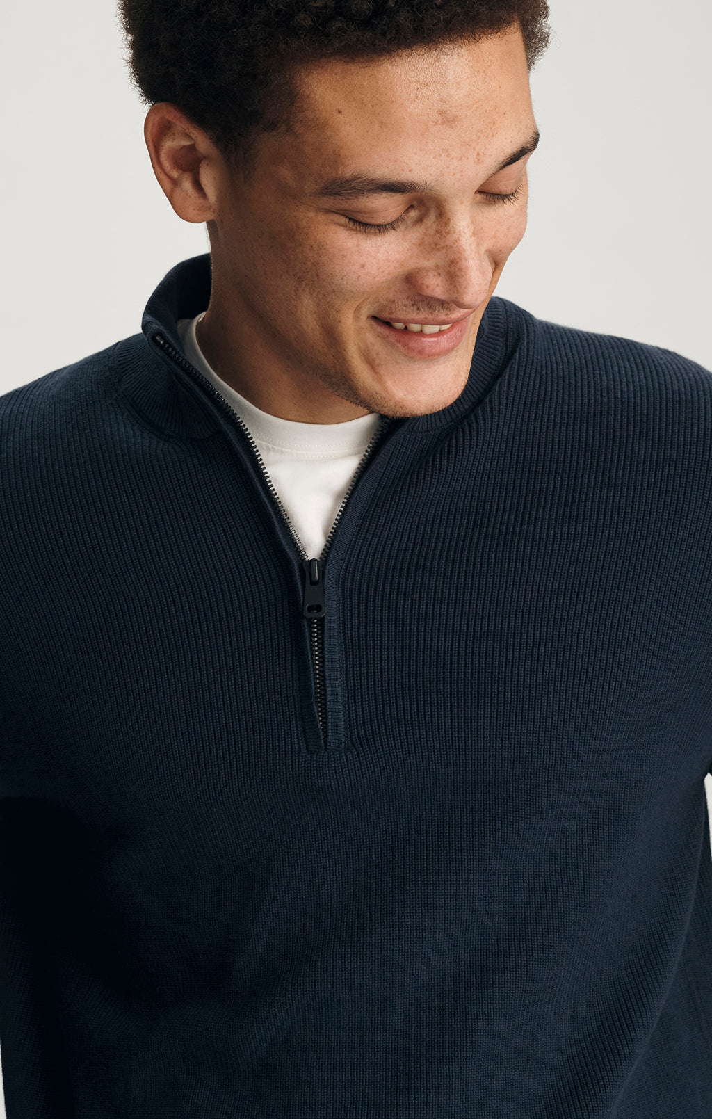 HALF ZIP SWEATER IN TOTAL ECLIPSE - Mavi Jeans