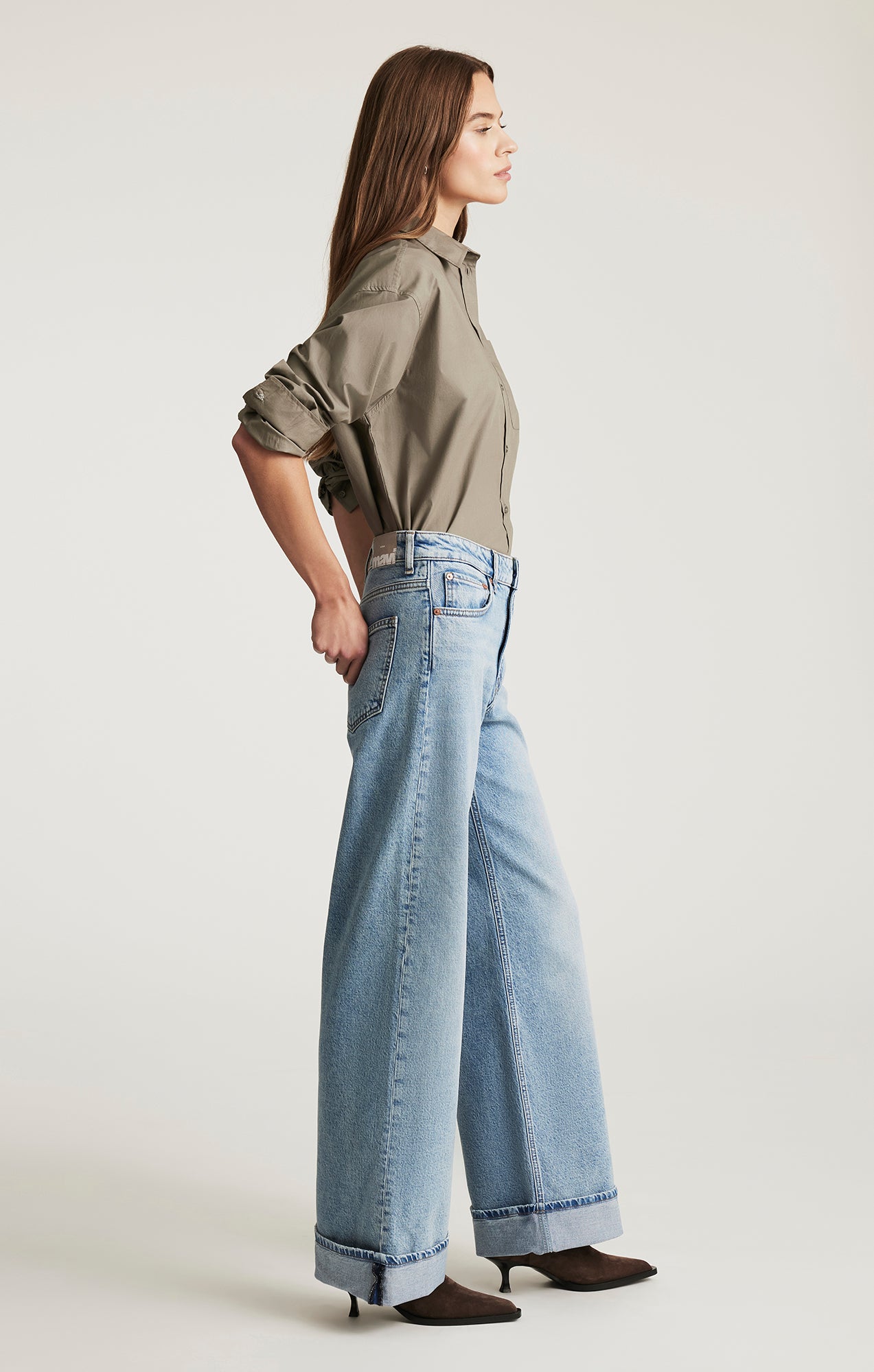 Mavi Women's Florida Cuffed Wide Leg In Light Brushed Classic Blue