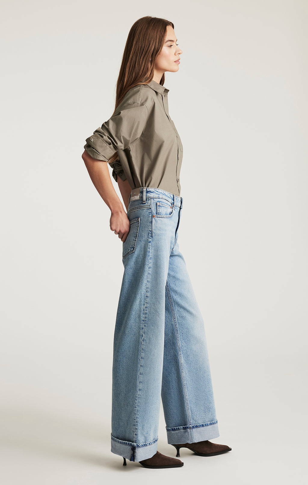 FLORIDA CUFFED WIDE LEG IN LIGHT BRUSHED CLASSIC BLUE - Mavi Jeans