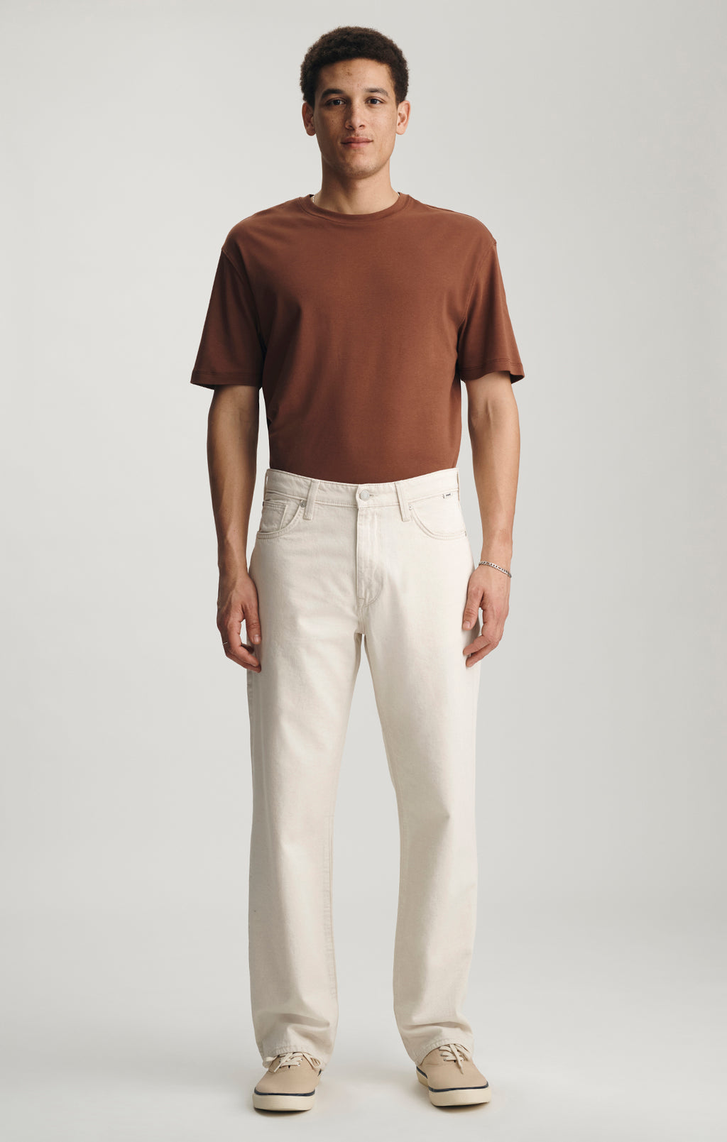 MARLON MODERN STRAIGHT LEG JEANS IN ECRU LINEN DENIM