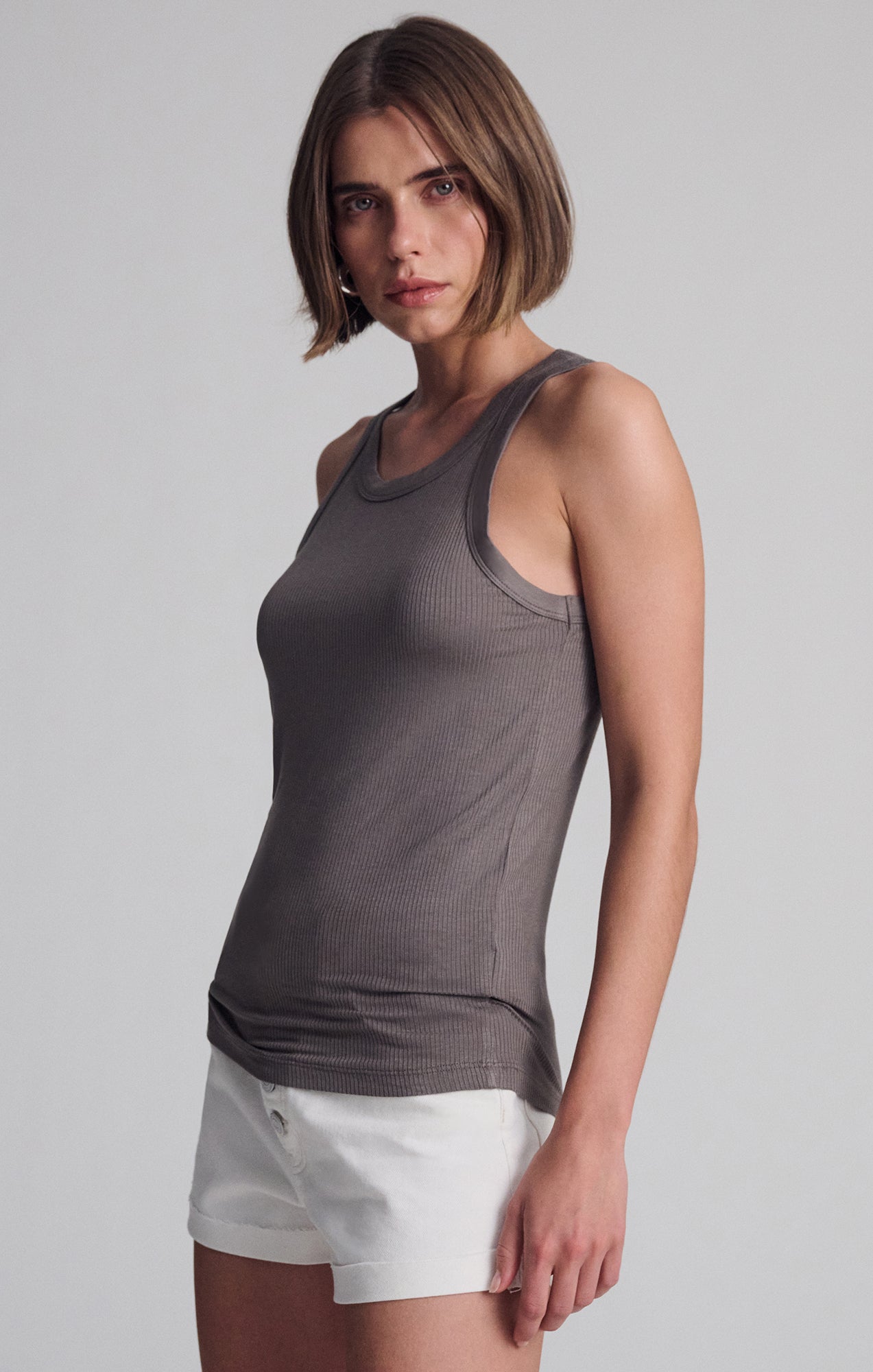 SIMPLE TANK TOP IN DARK GULL GRAY - Mavi Jeans