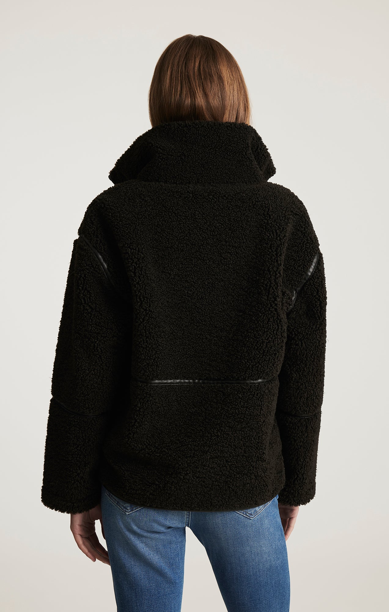 SHERPA PANEL ZIP JACKET IN AFTER DARK - Mavi Jeans