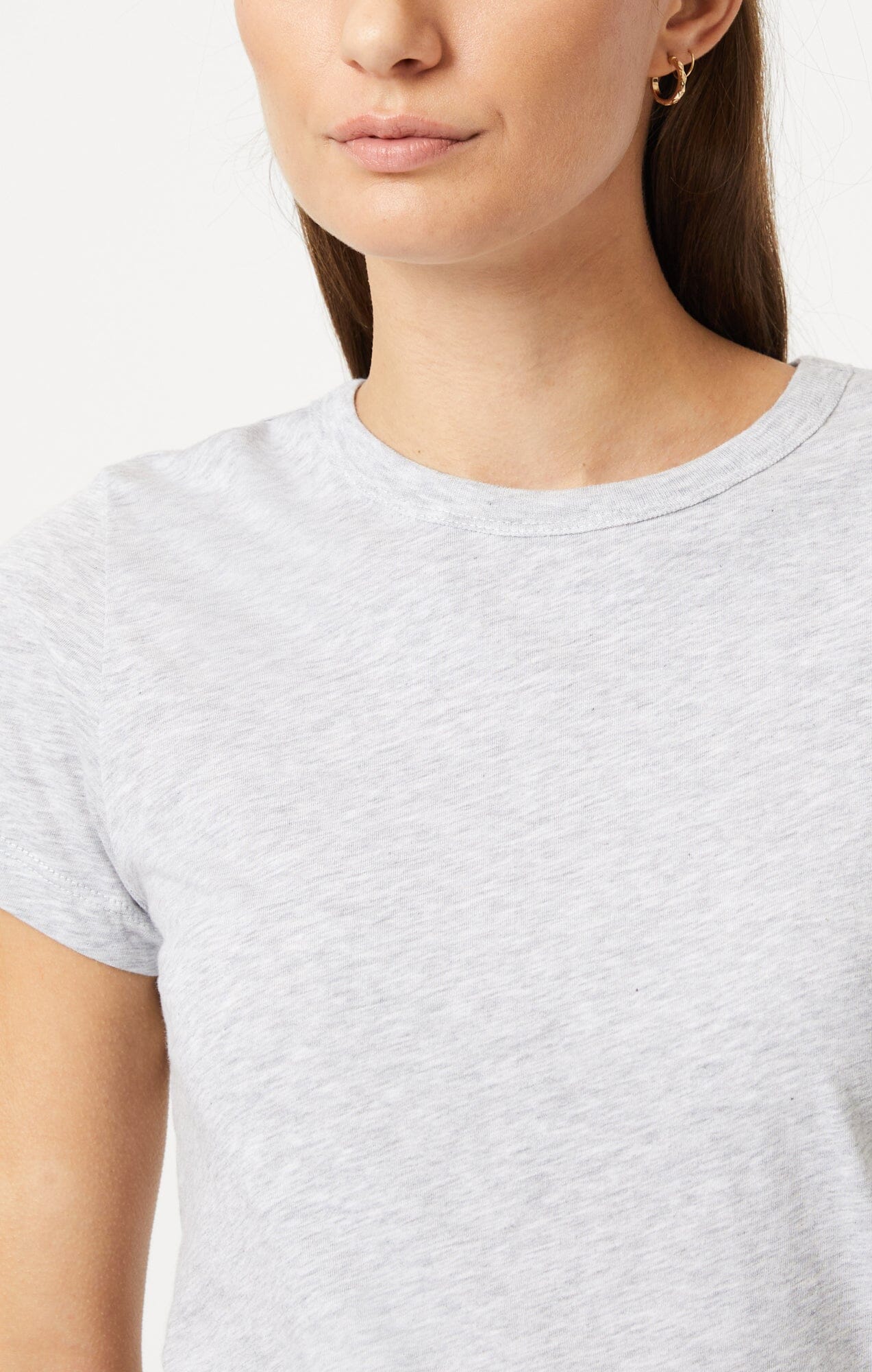 SLIM CREW NECK T-SHIRT IN SNOW GREY MELANGE - Mavi Jeans