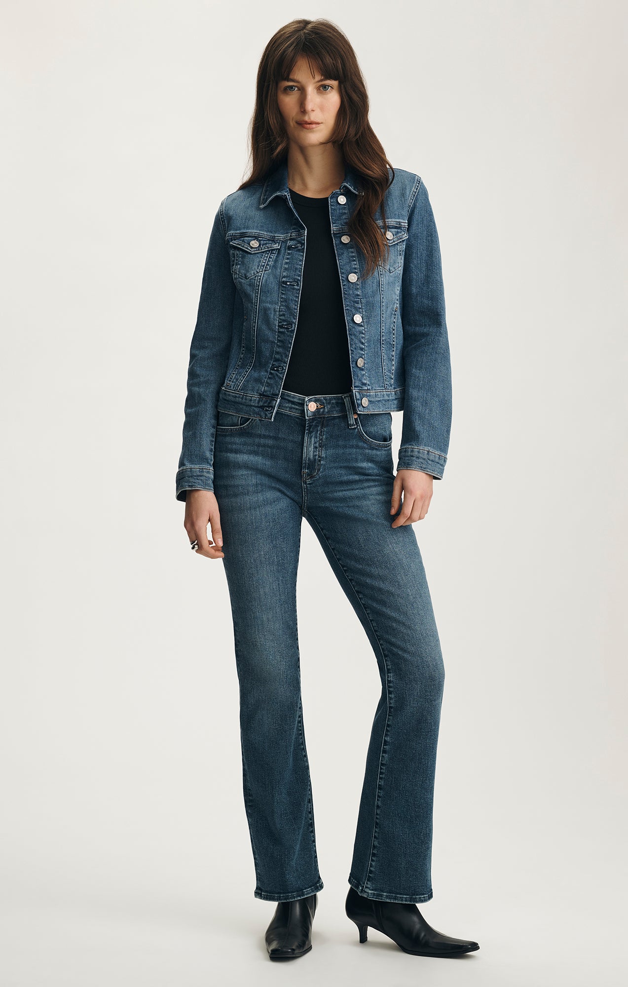 SAMANTHA DENIM JACKET IN DARK BRUSHED FLEX BLUE - Mavi Jeans