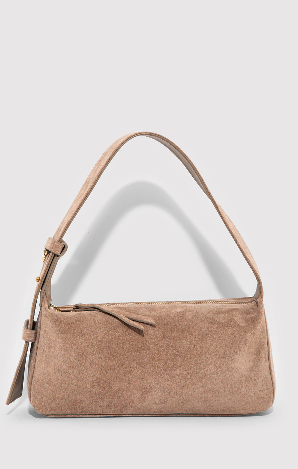 SUEDE SHOULDER BAG IN SILVER MINK