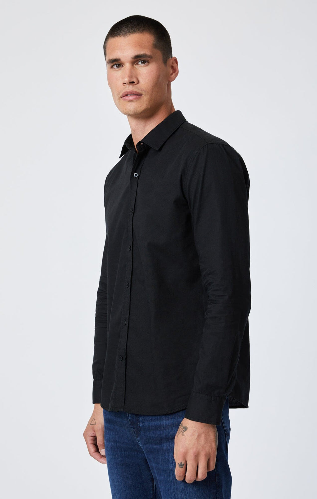BUTTON-UP LONG SLEEVE SHIRT IN BLACK - Mavi Jeans