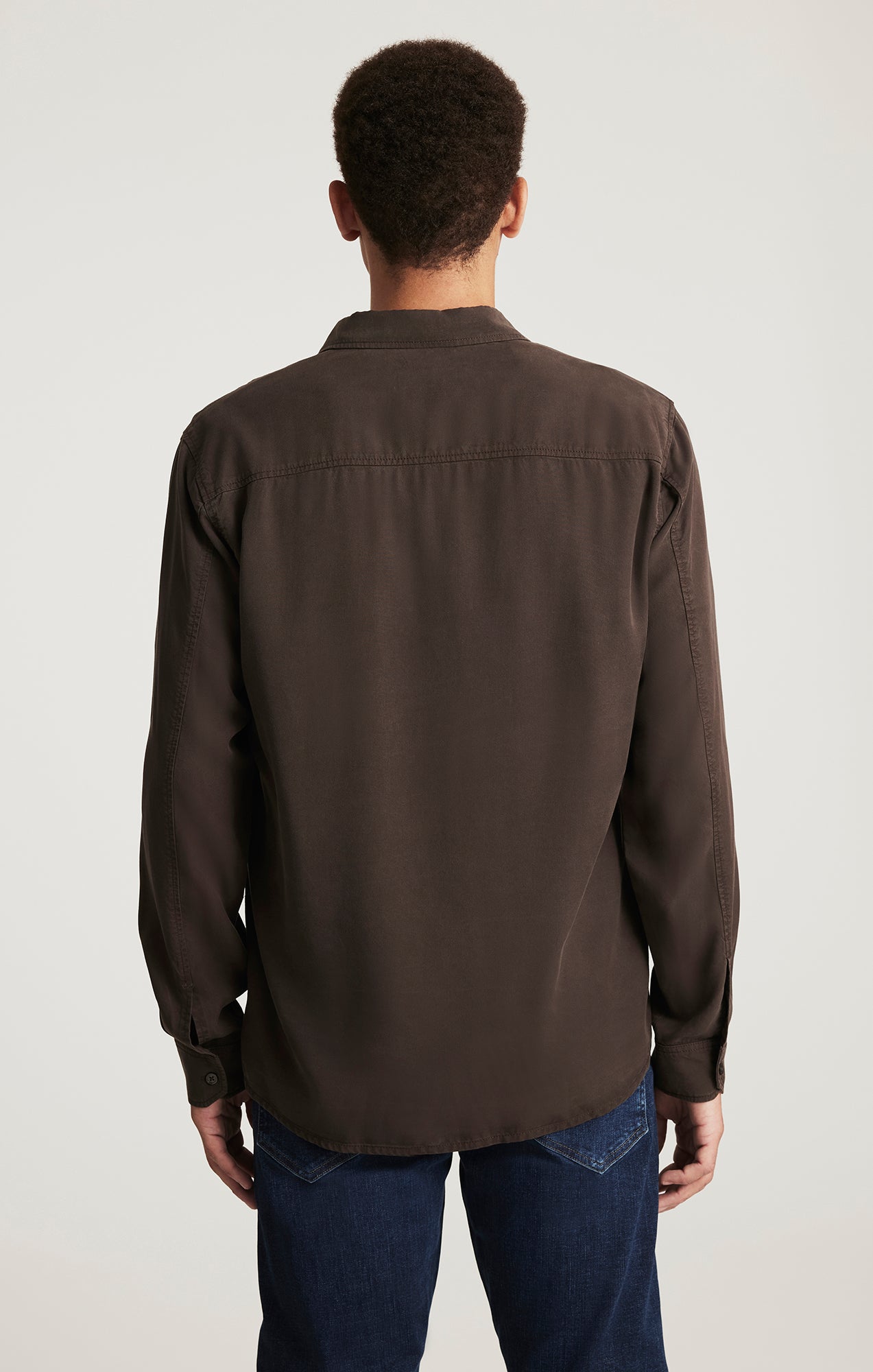 TENCEL™ LONG SLEEVE BUTTON-UP SHIRT IN AFTER DARK - Mavi Jeans