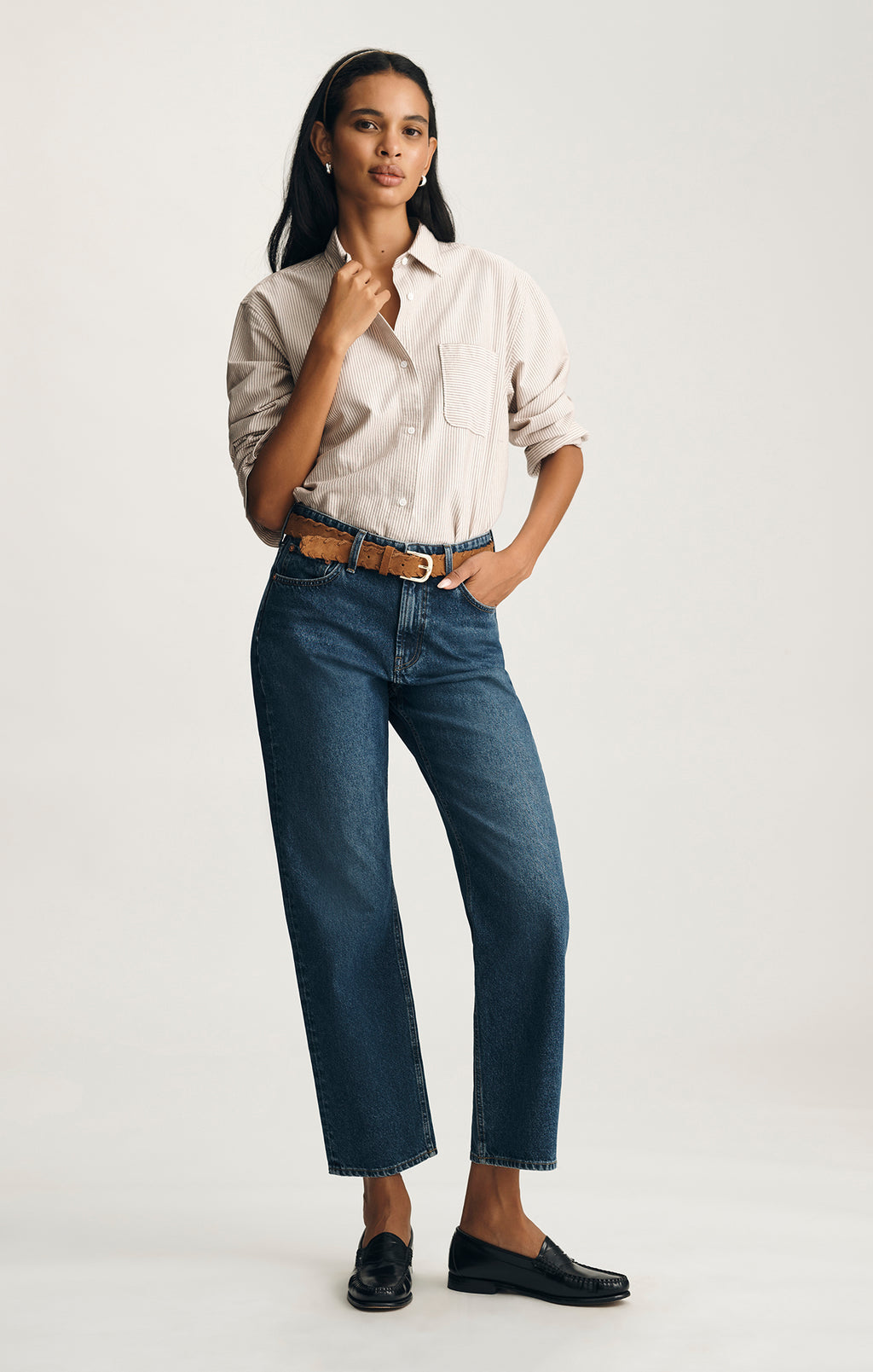 ONE POCKET BUTTON-UP SHIRT IN BURGUNDY STRIPED - Mavi Jeans