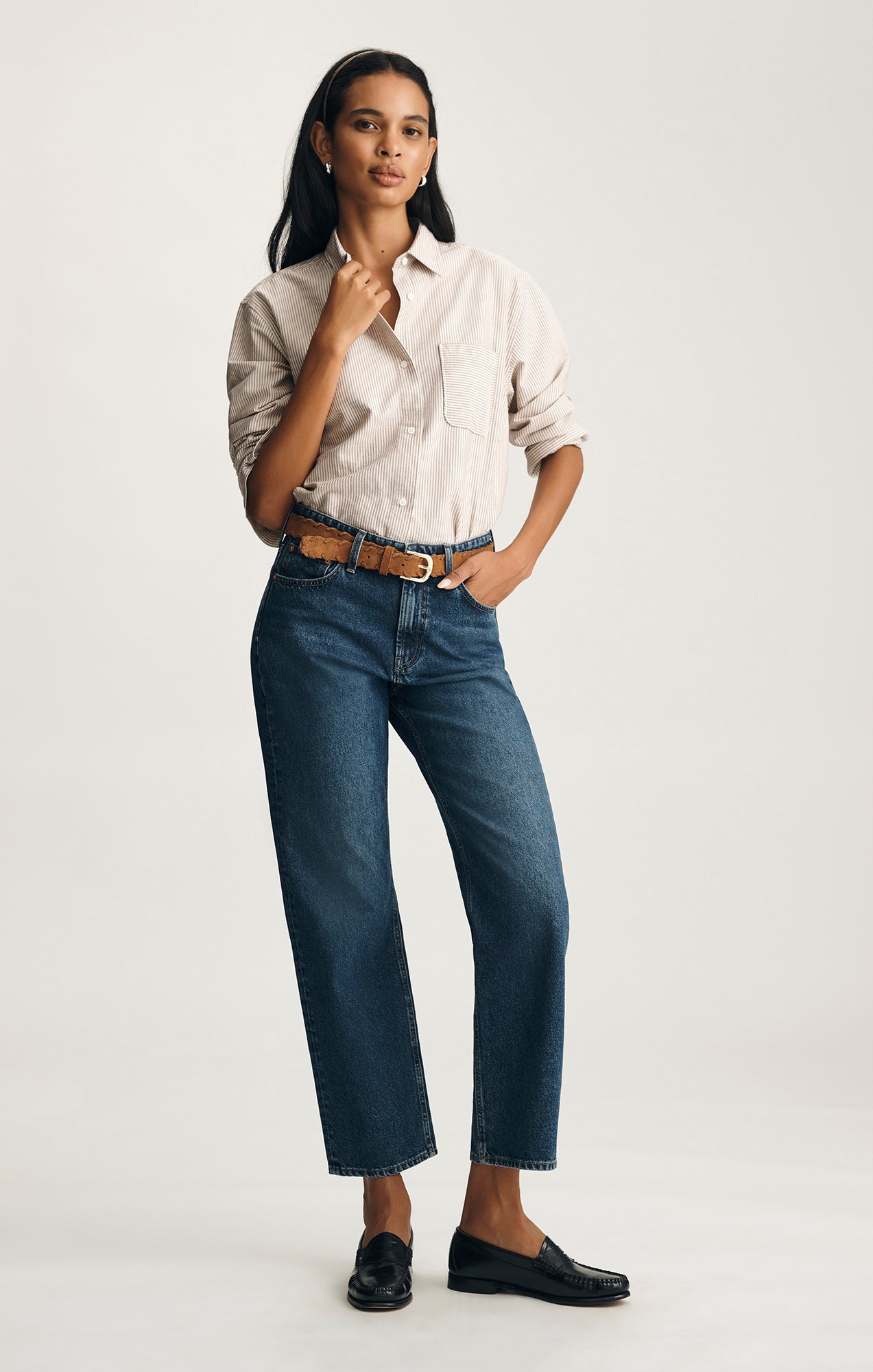 ONE POCKET BUTTON-UP SHIRT IN BURGUNDY STRIPED - Mavi Jeans
