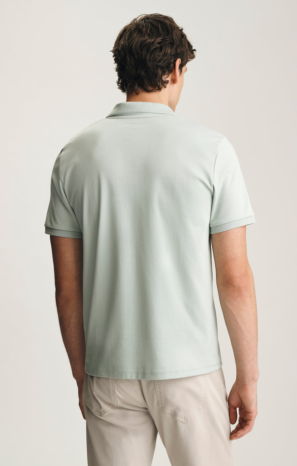 INTERLOCK POLO T-SHIRT IN AQUA GRAY - Mavi Jeans