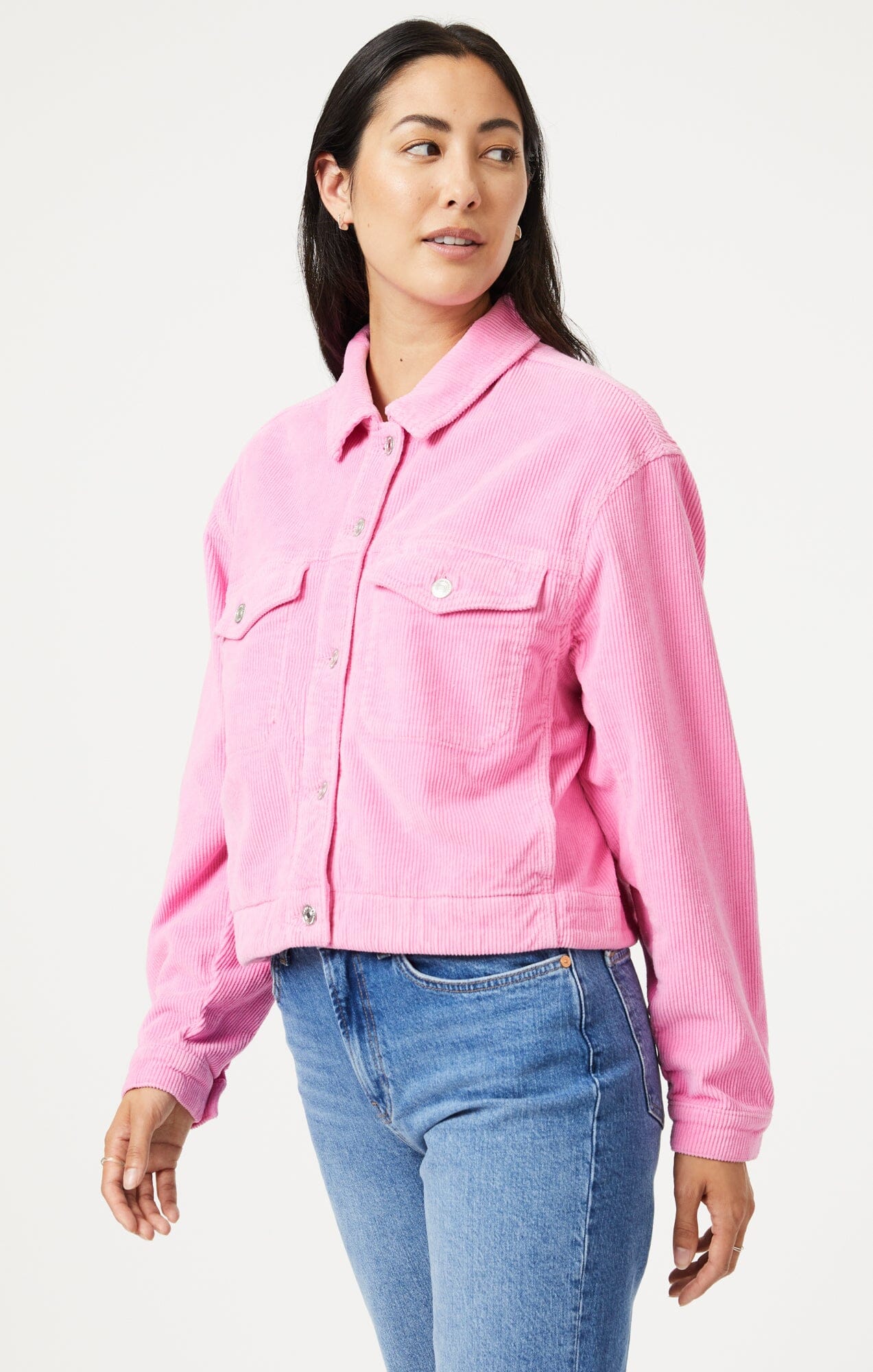 MAREN CROP JACKET IN PINK CORD - Mavi Jeans