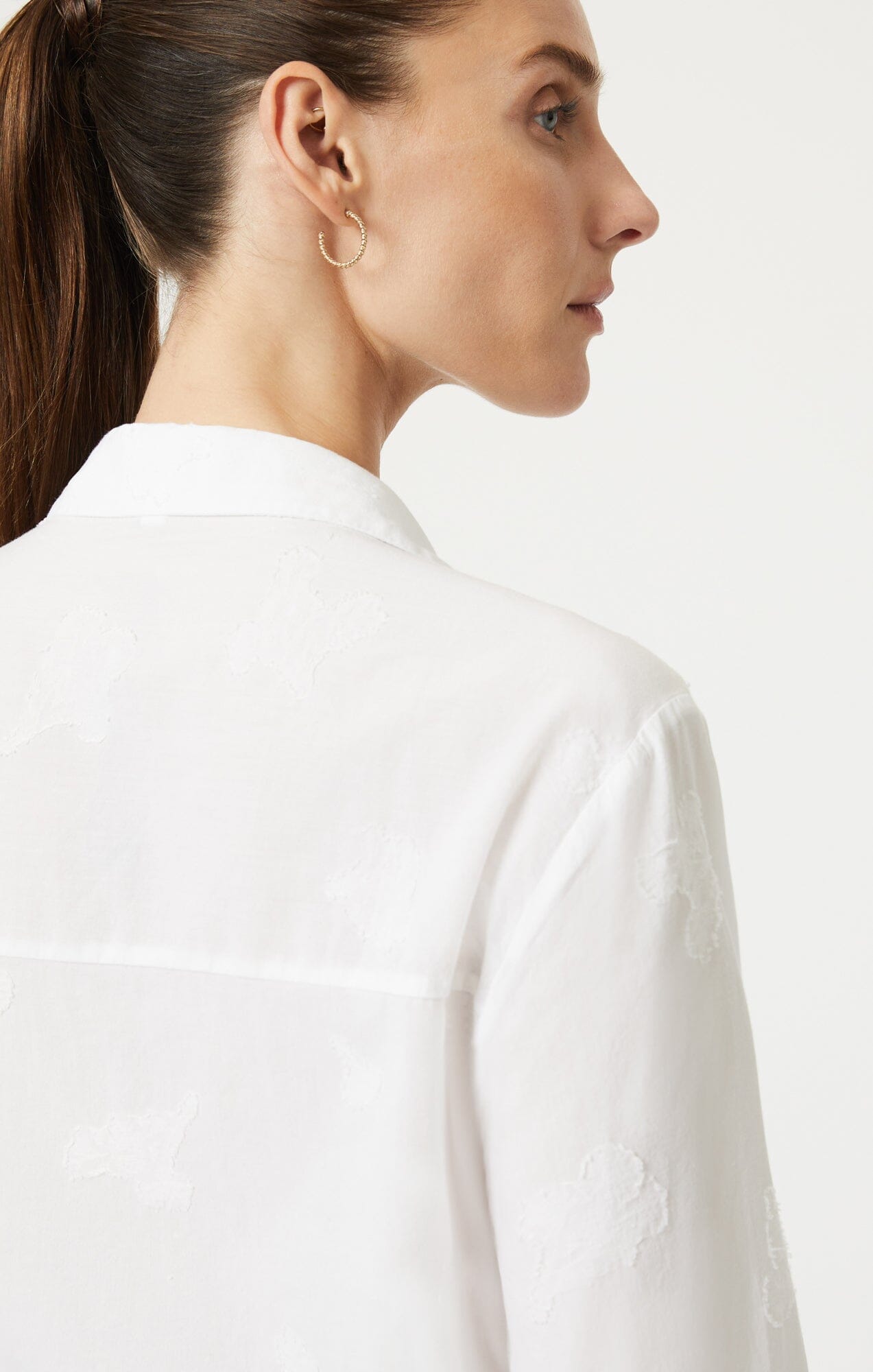Mavi Women's Jacquard Button-Up Shirt In Antique White