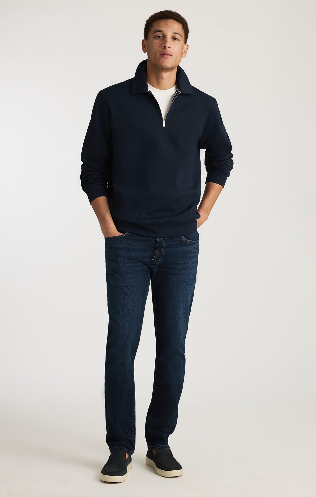 HALF ZIP SWEATSHIRT IN DARK SAPPHIRE