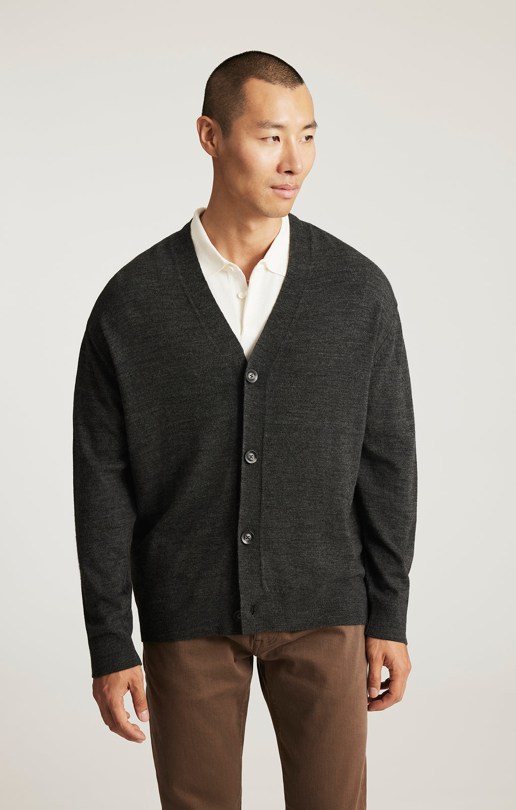 BUTTON-UP CARDIGAN IN ANTHRACITE MELANGE - Mavi Jeans