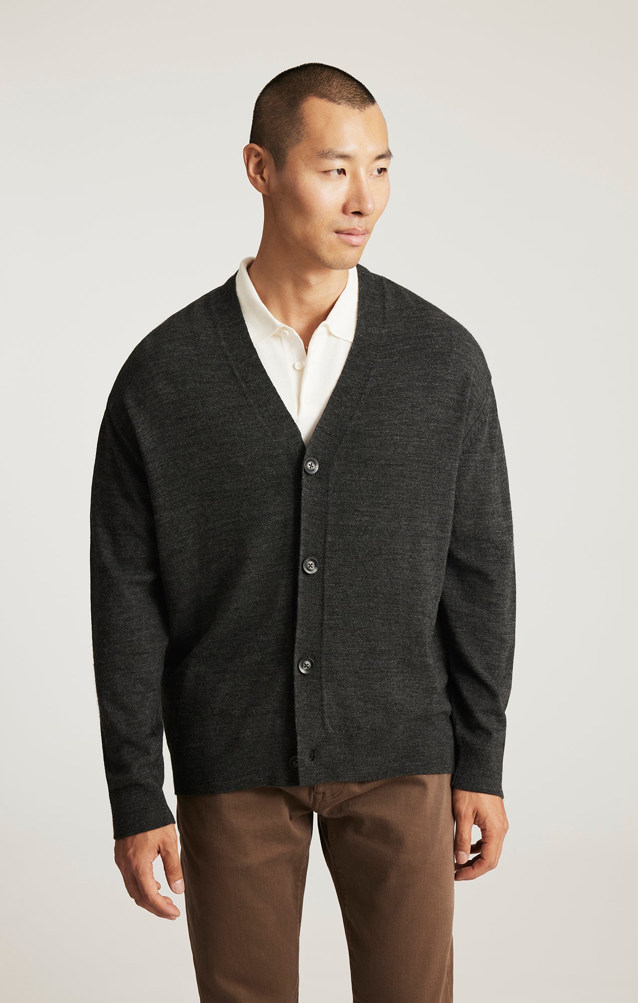 BUTTON-UP CARDIGAN IN ANTHRACITE MELANGE - Mavi Jeans