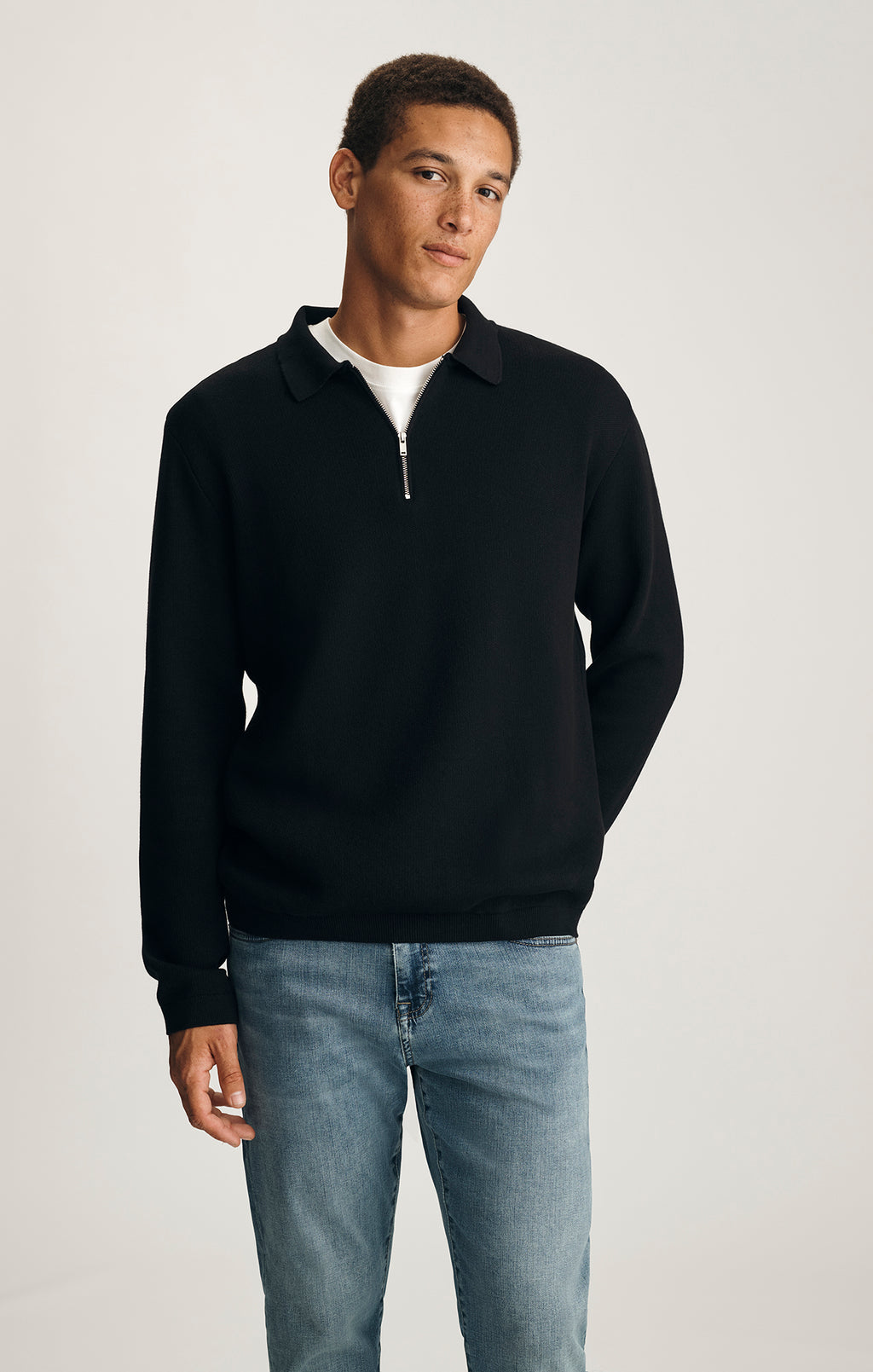 HALF ZIP SWEATER IN BLACK