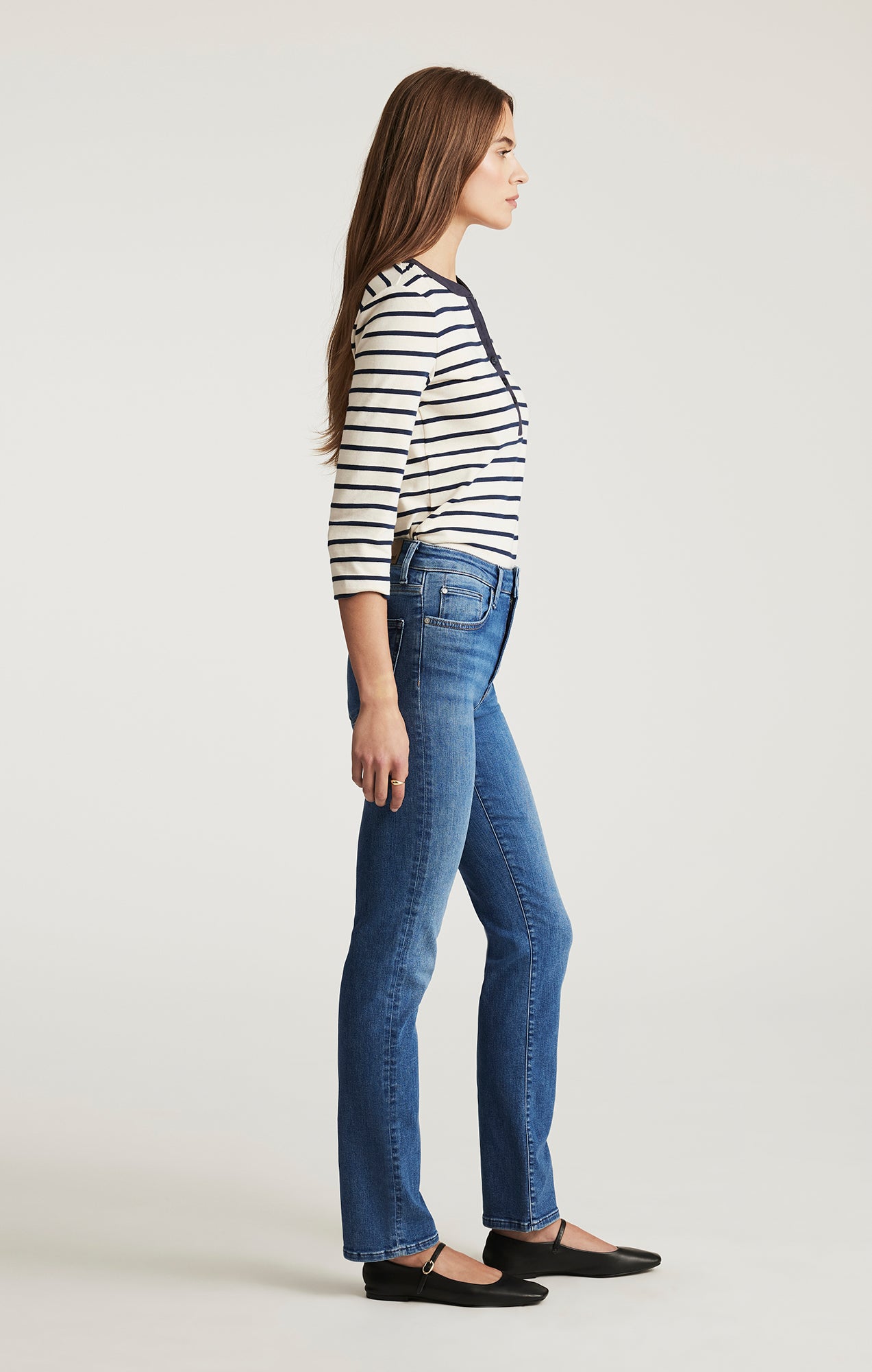 KENDRA STRAIGHT LEG IN MID BRUSHED FLEX BLUE - Mavi Jeans