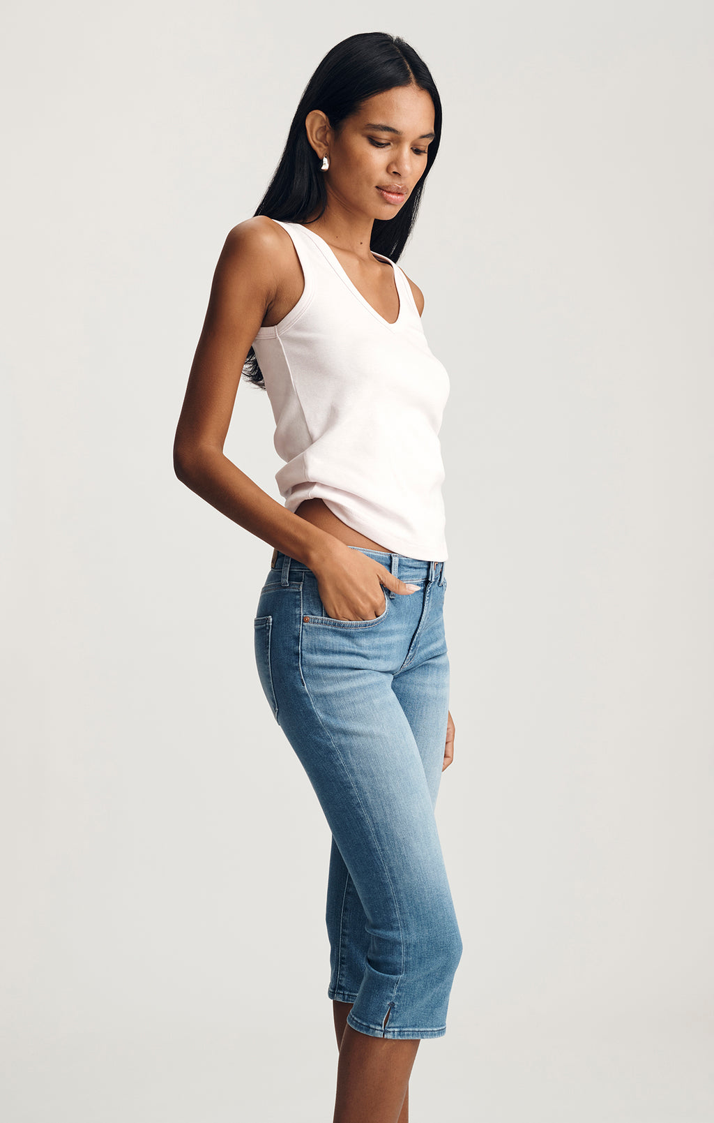 HILARY CAPRI IN BLUE BRUSHED FLEX BLUE - Mavi Jeans