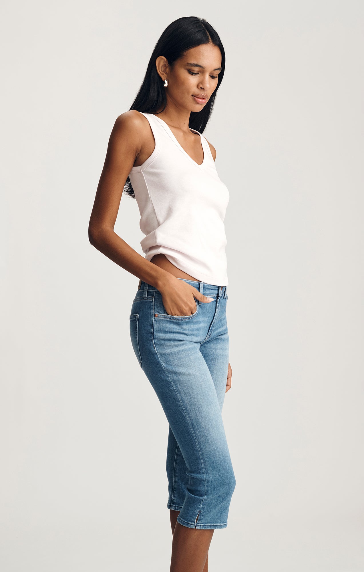 HILARY CAPRI IN BLUE BRUSHED FLEX BLUE - Mavi Jeans