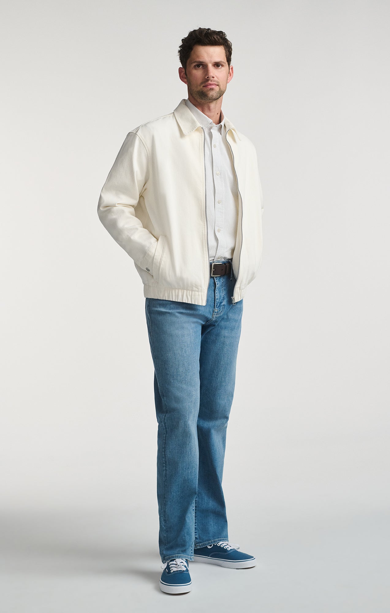 Mavi Men's Full Zip Jacket In Antique White Mavi Men's Full Zip Jacket In Antique White