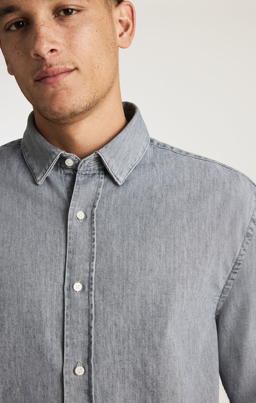 EDITION LONG SLEEVE BUTTON-UP SHIRT IN GREY INDIGO