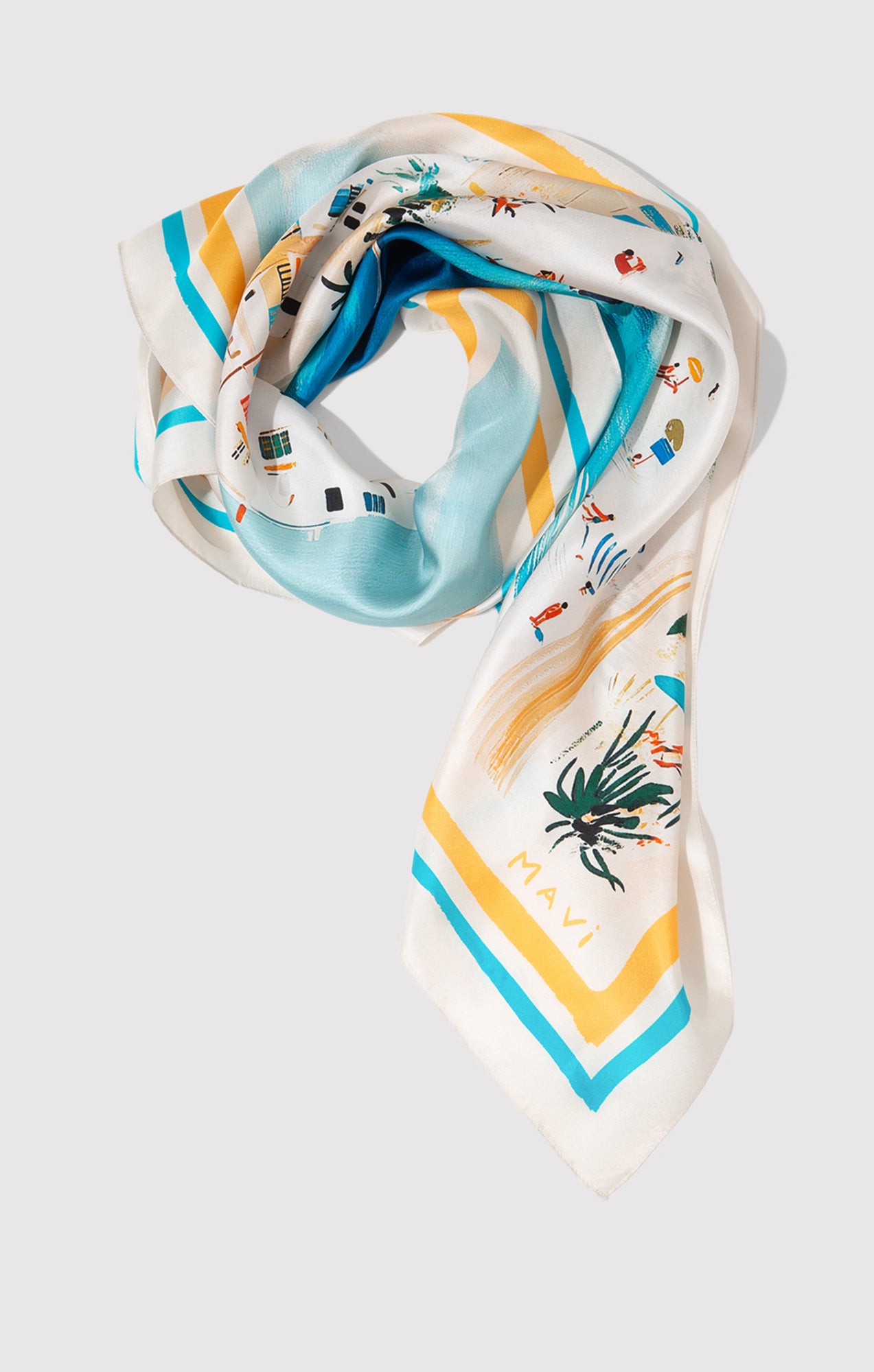 MEDIUM SILK COASTAL BANDANA IN TURQUOISE - Mavi Jeans