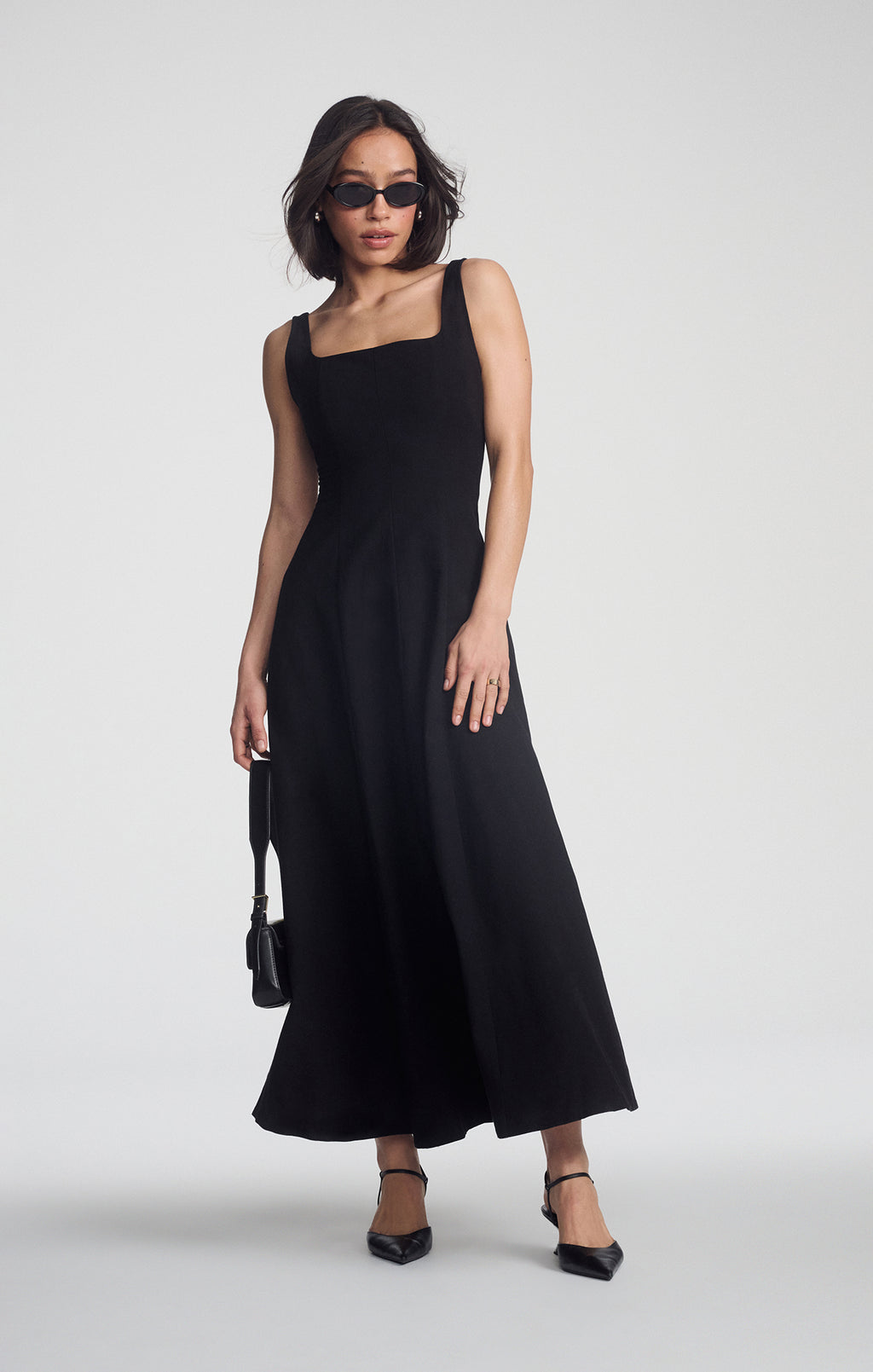 SQUARE NECK MAXI DRESS IN BLACK - Mavi Jeans